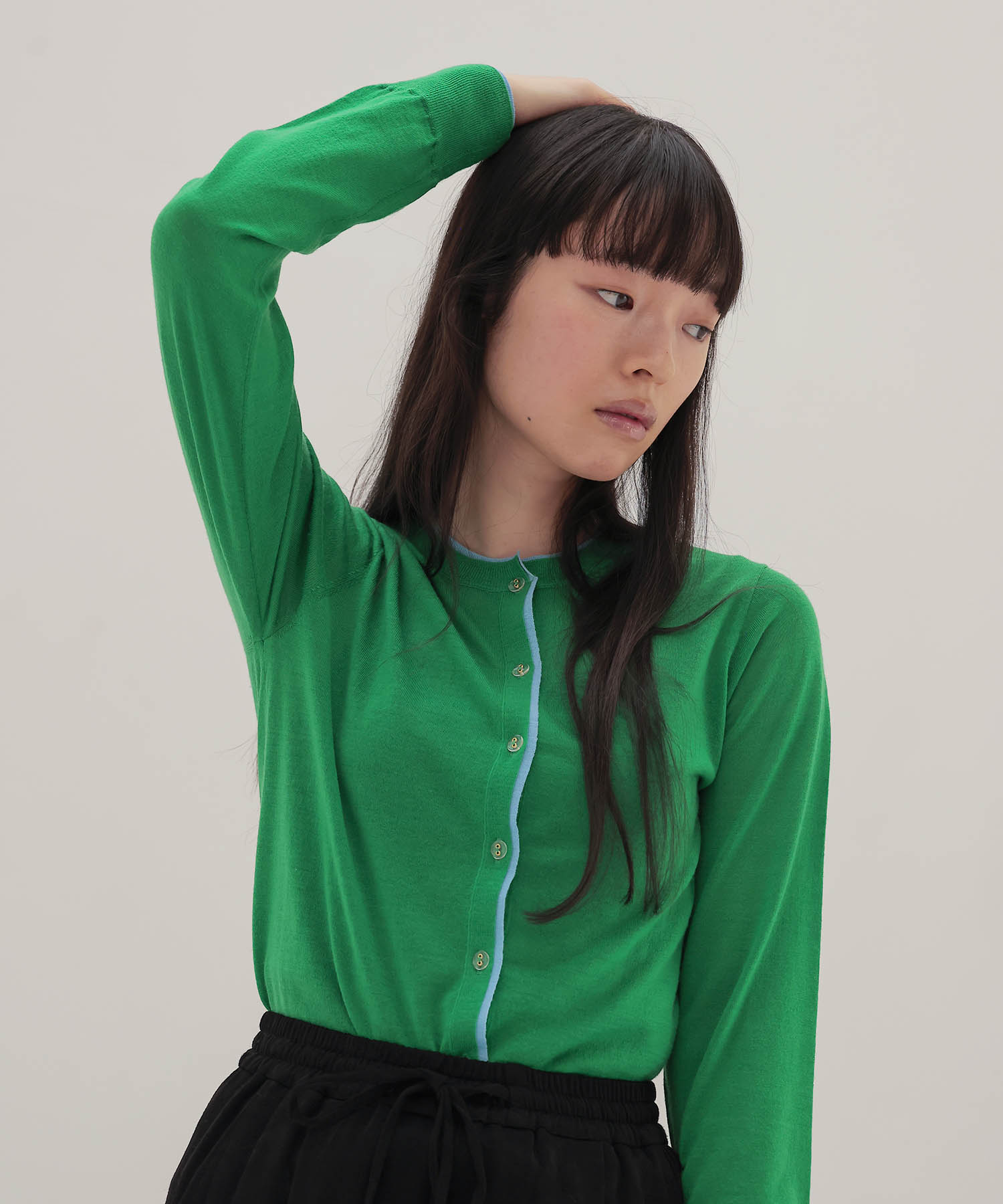 color trimming 18G cardigan