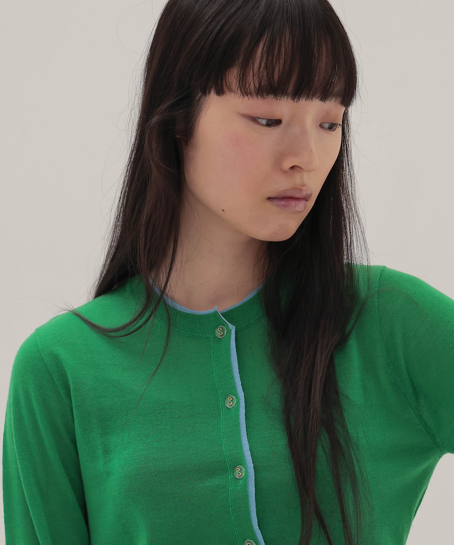 color trimming 18G cardigan