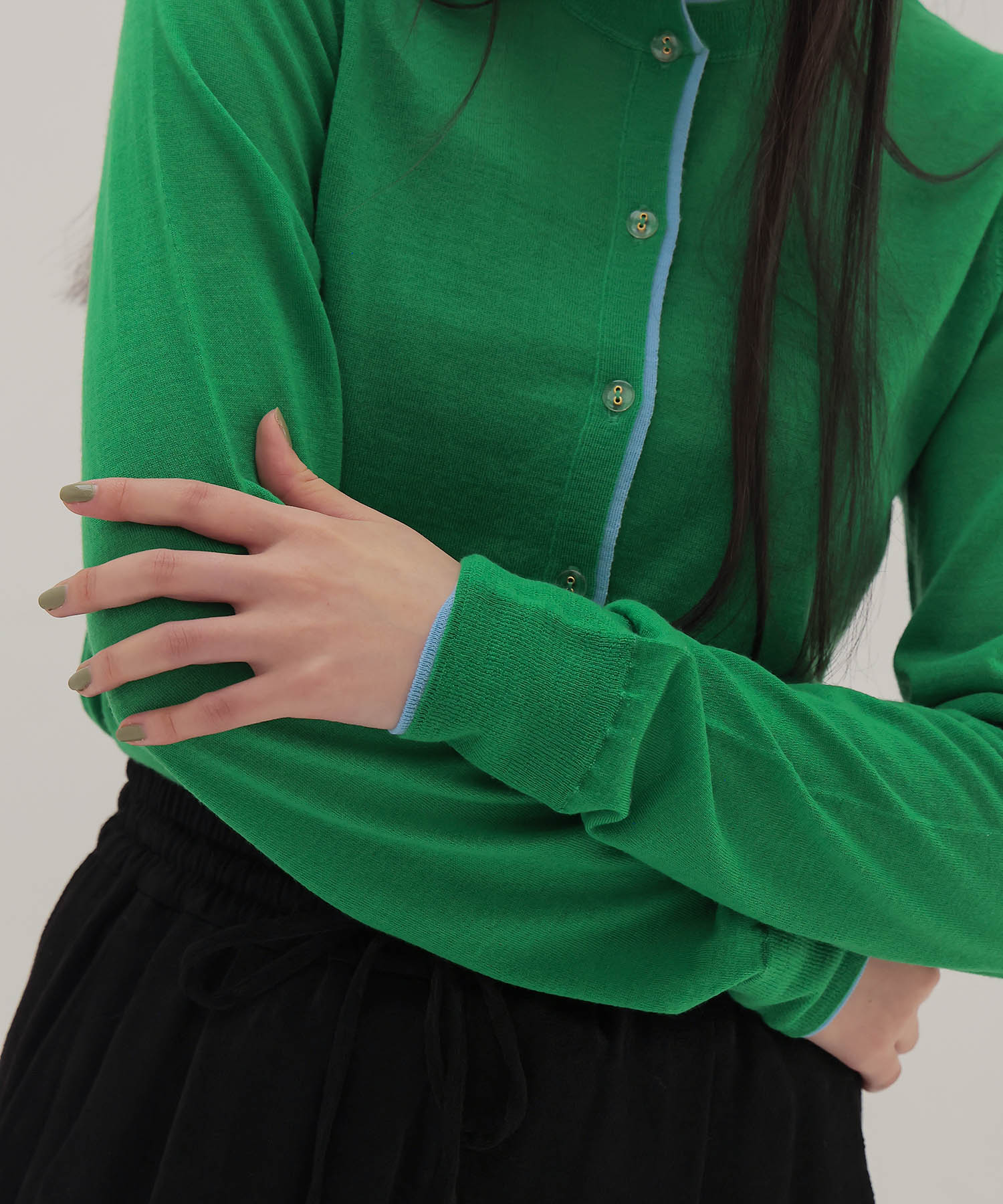 color trimming 18G cardigan