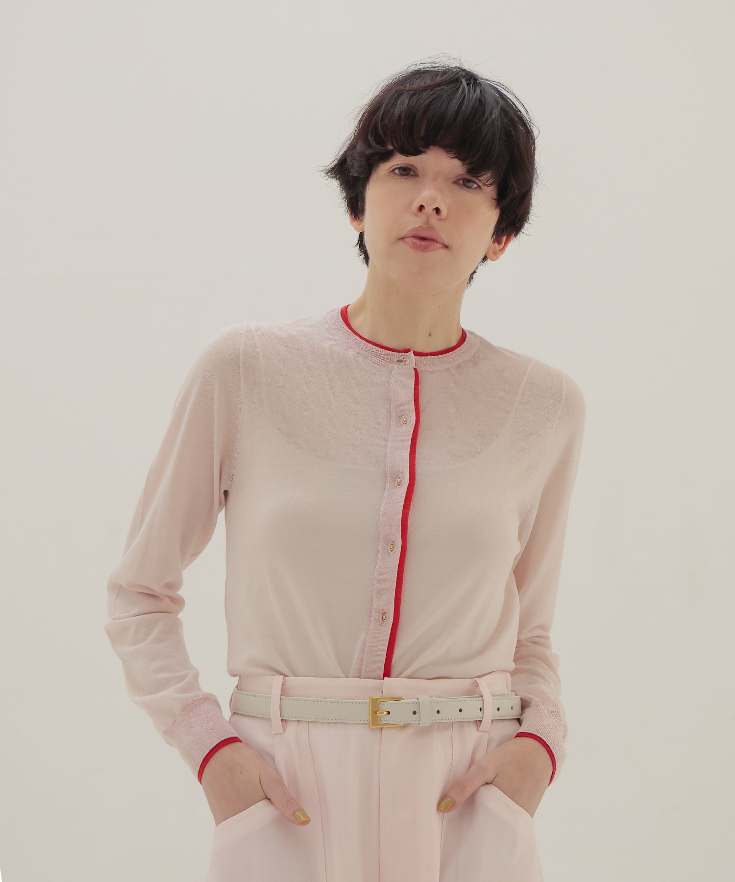 color trimming 18G cardigan