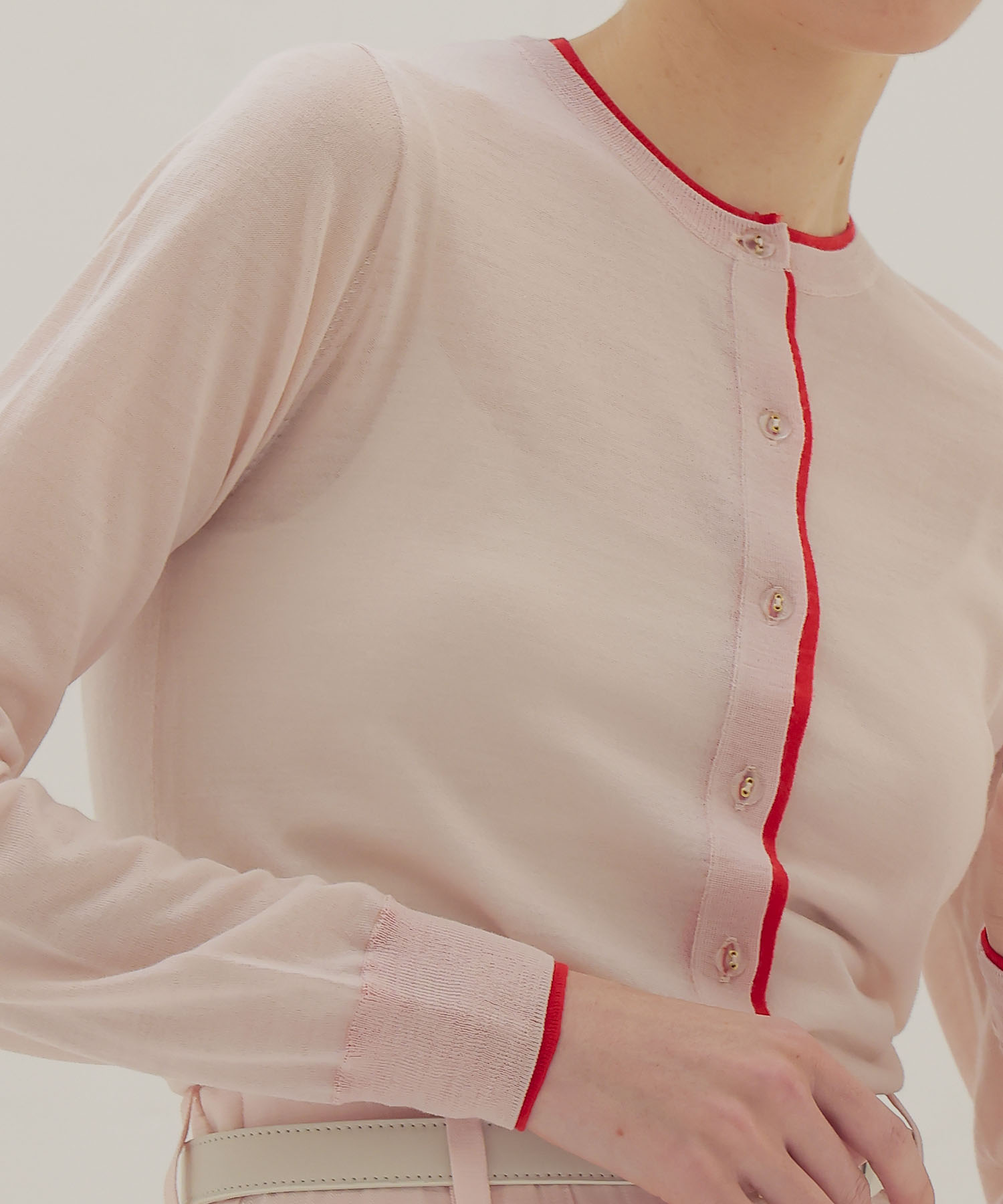 color trimming 18G cardigan