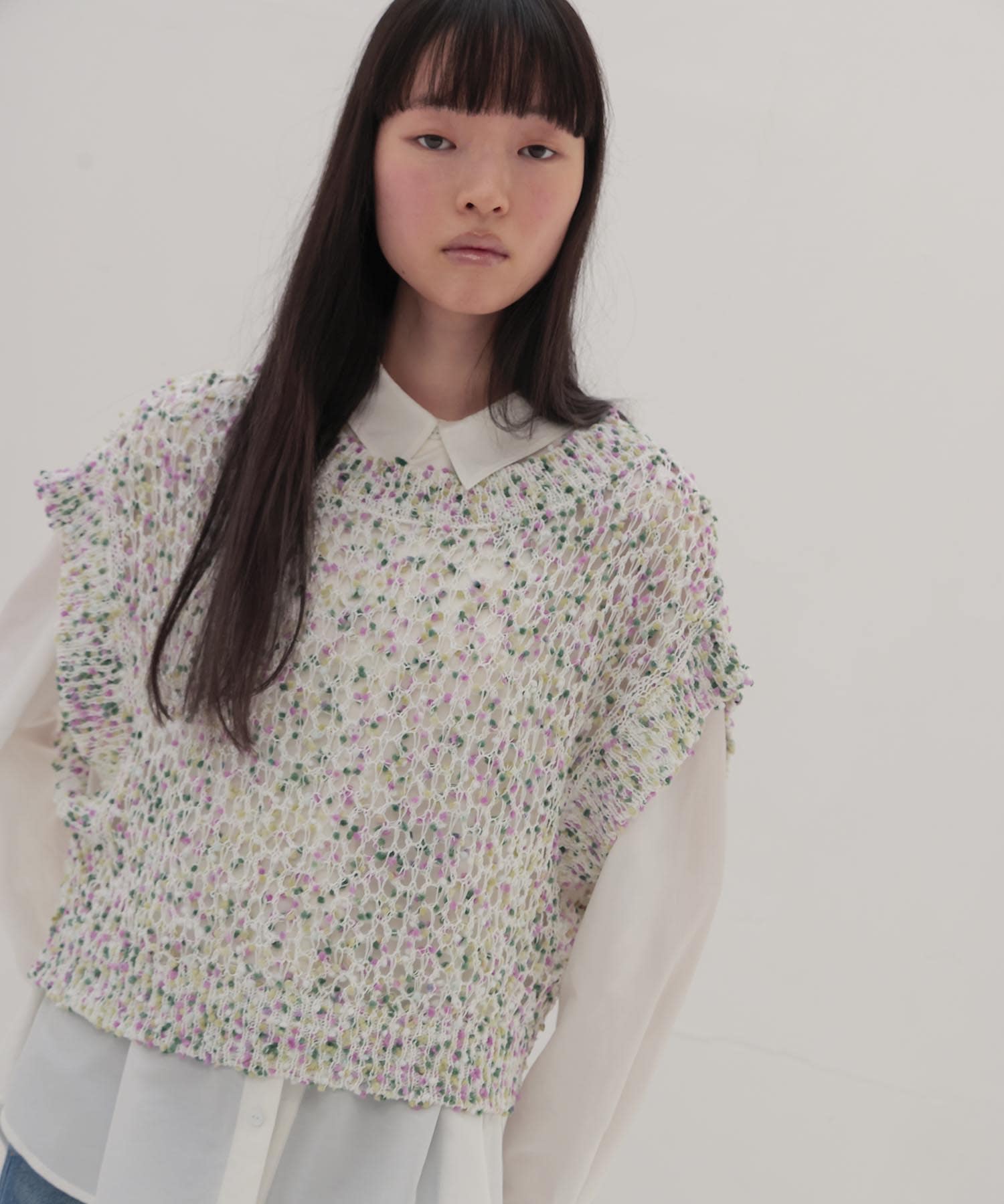 ponpon mesh pullover