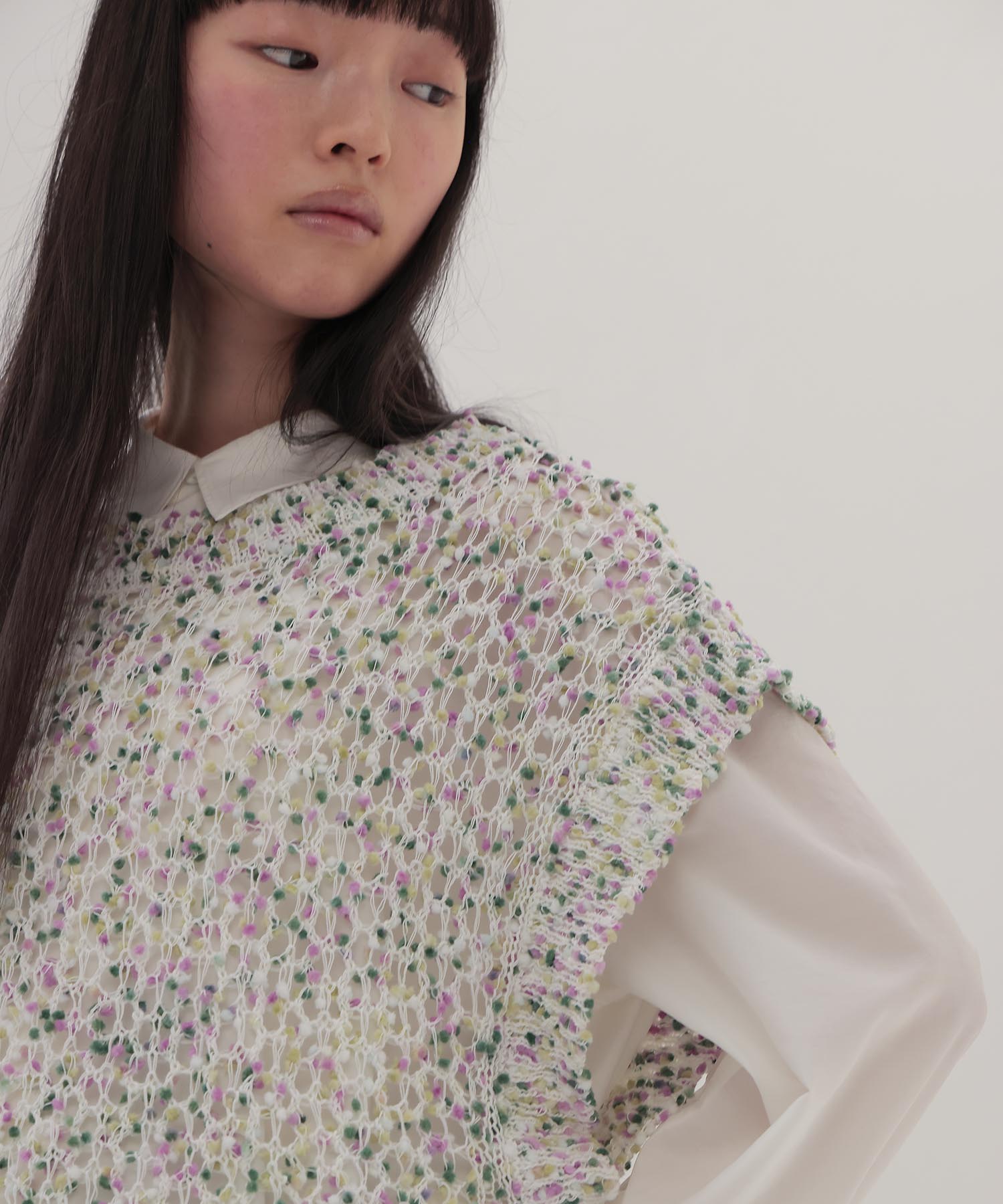 ponpon mesh pullover