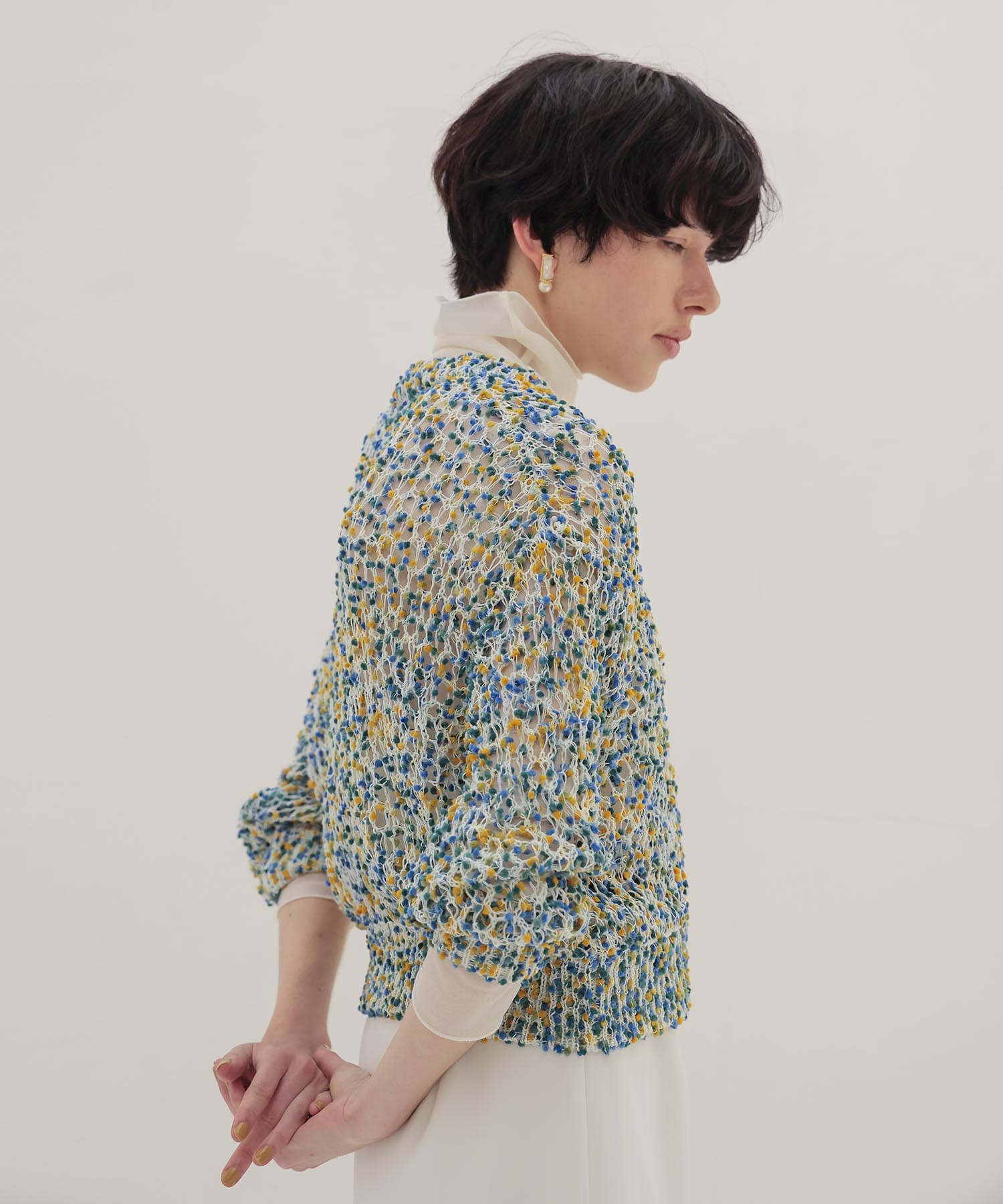 ponpon mesh cardigan