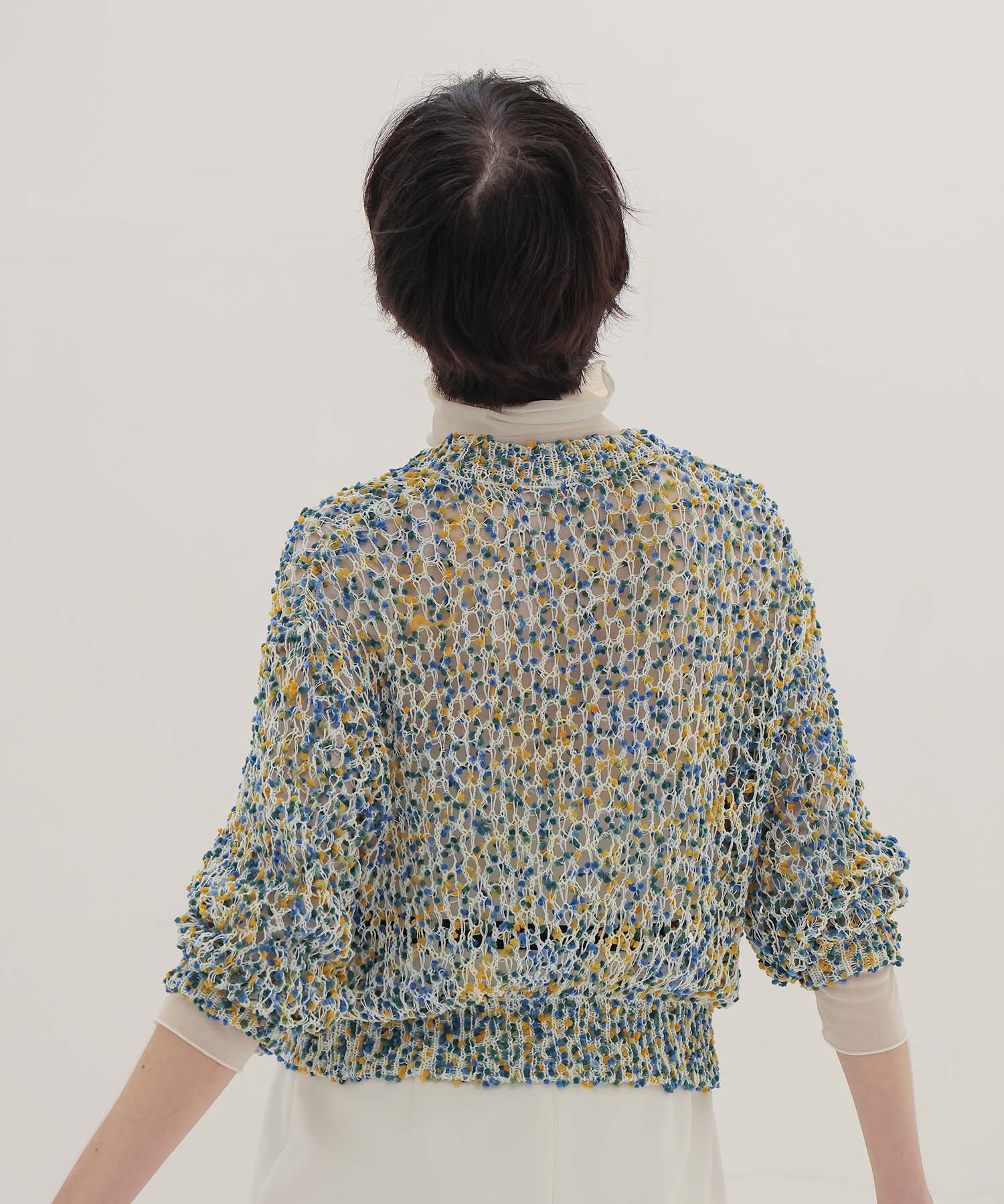 ponpon mesh cardigan