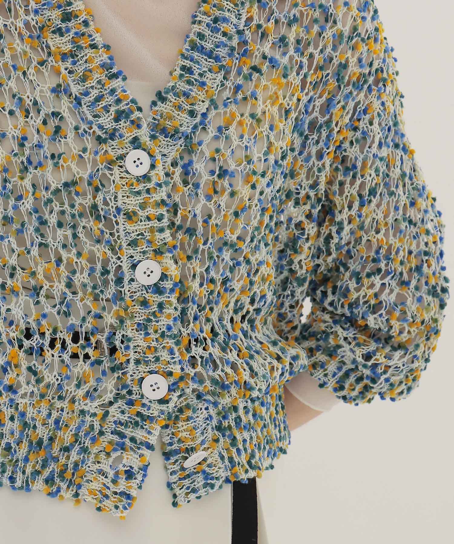ponpon mesh cardigan