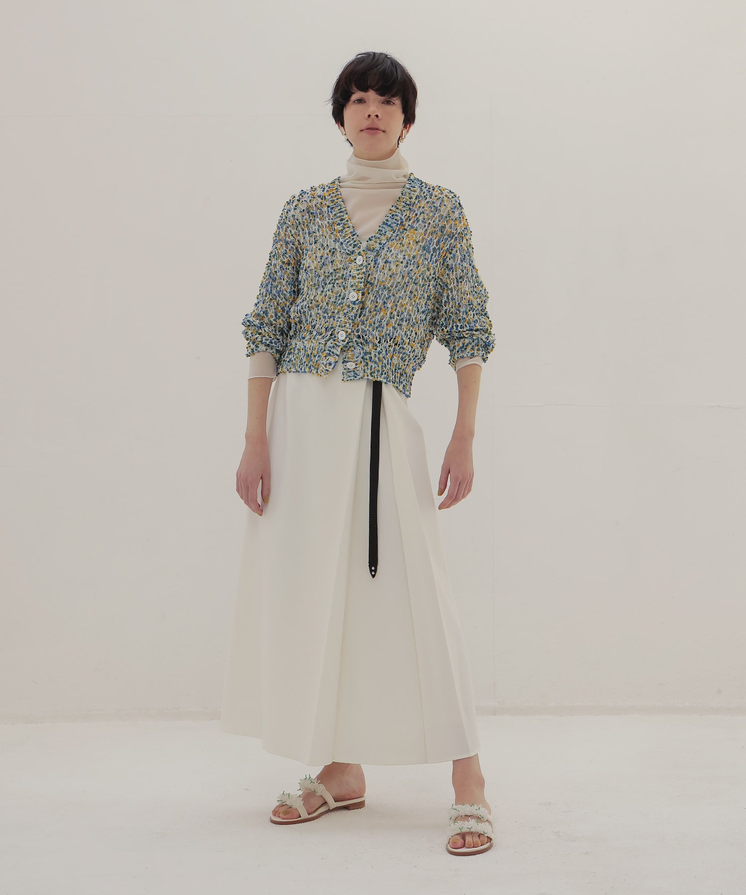 ponpon mesh cardigan