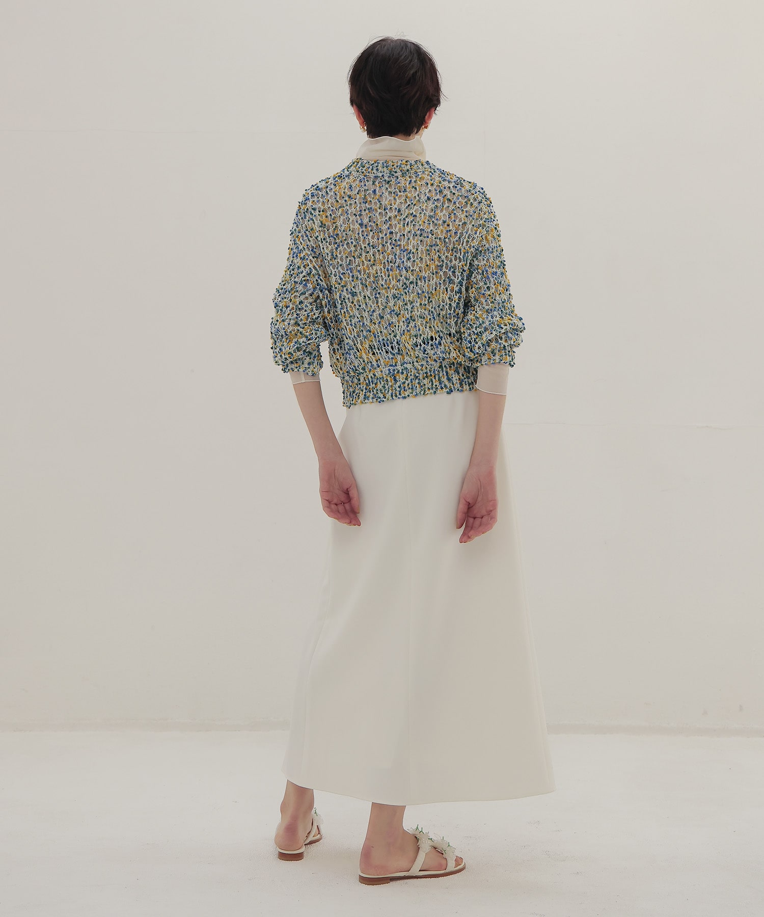 ponpon mesh cardigan