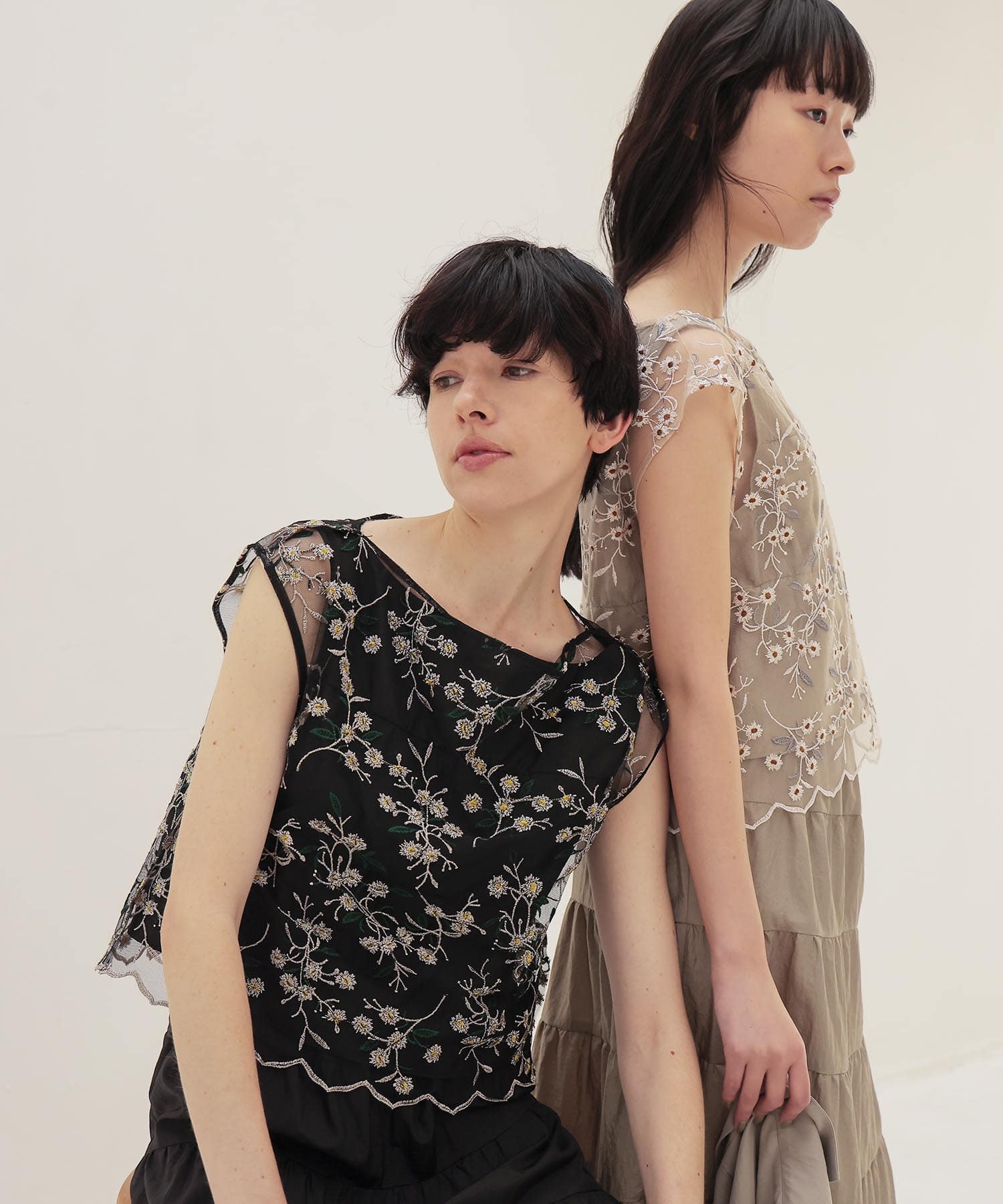 vintage washer x flower tulle twin set