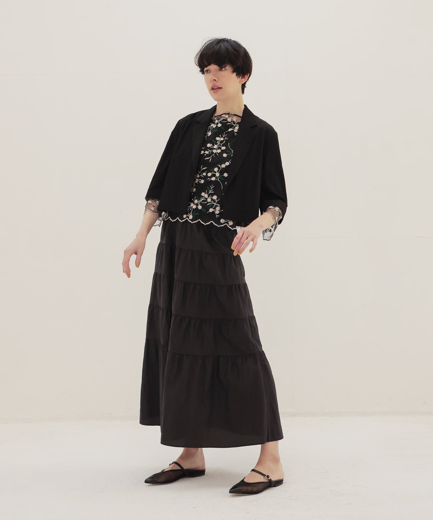 vintage washer x flower tulle twin set