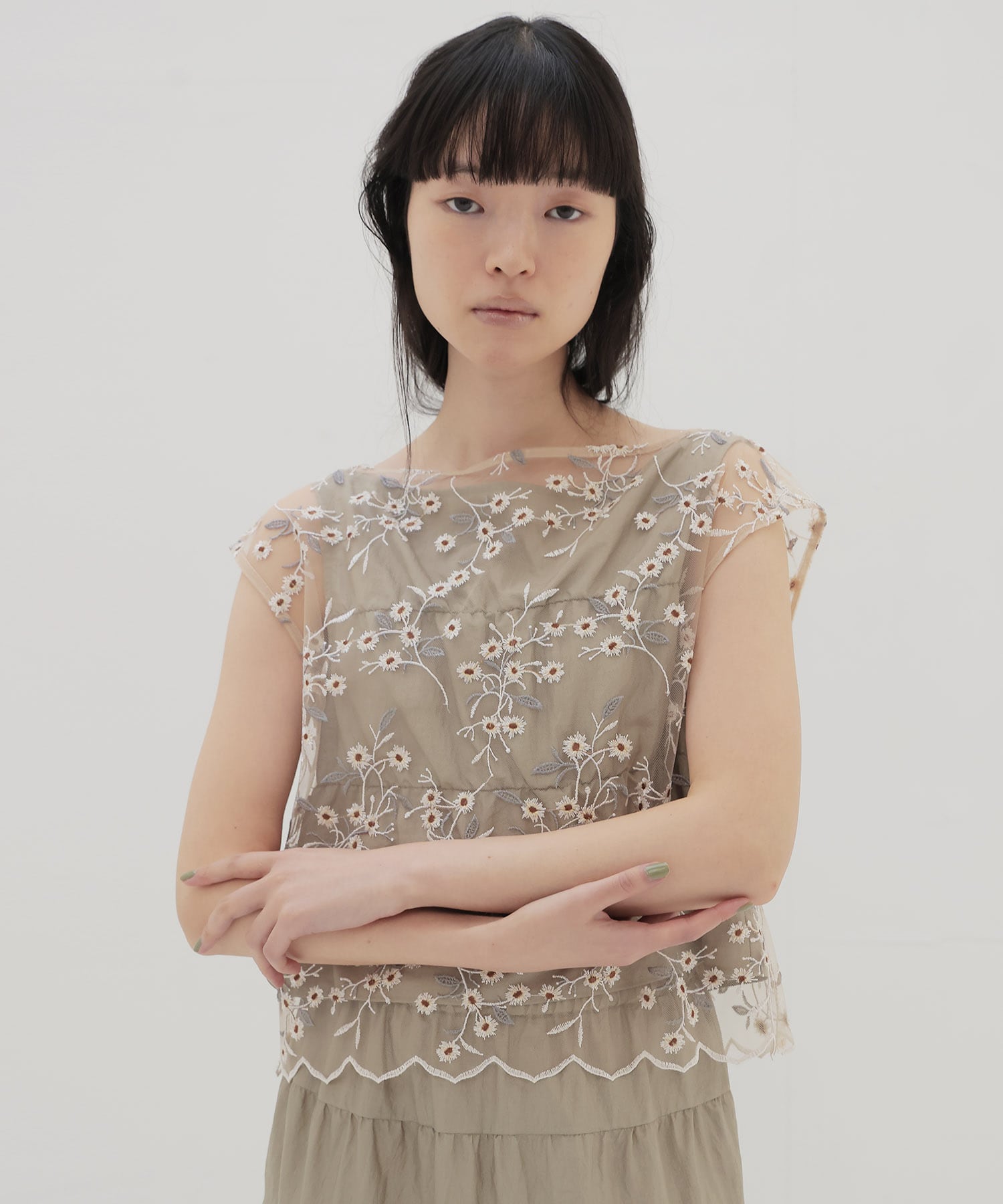 vintage washer x flower tulle twin set