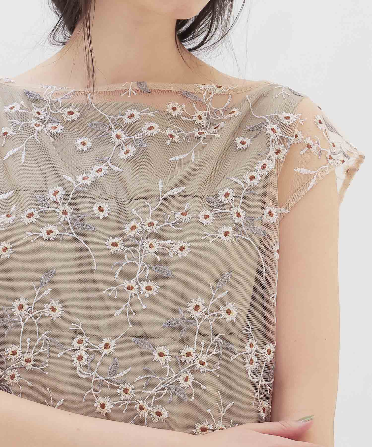 vintage washer x flower tulle twin set