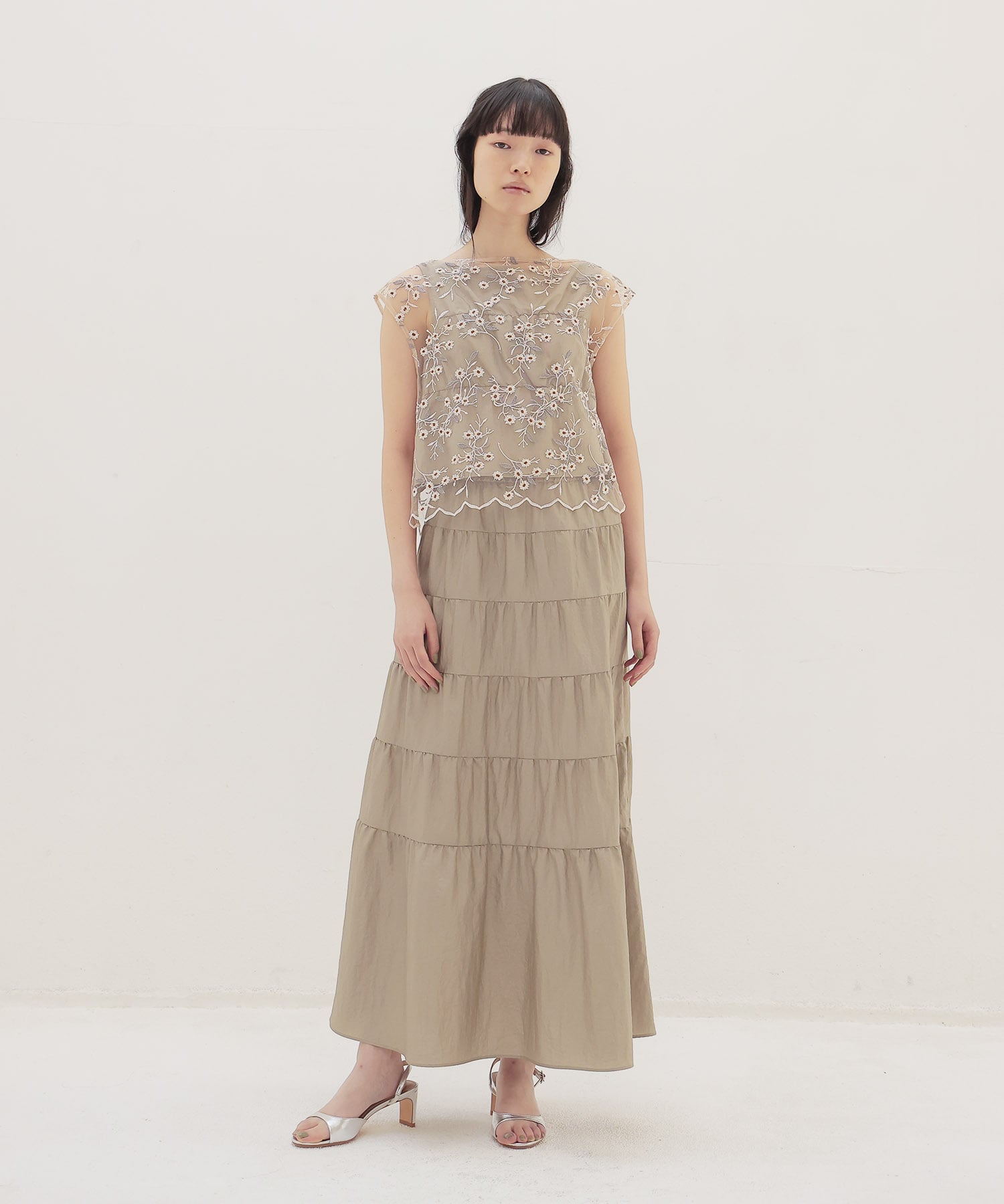 vintage washer x flower tulle twin set