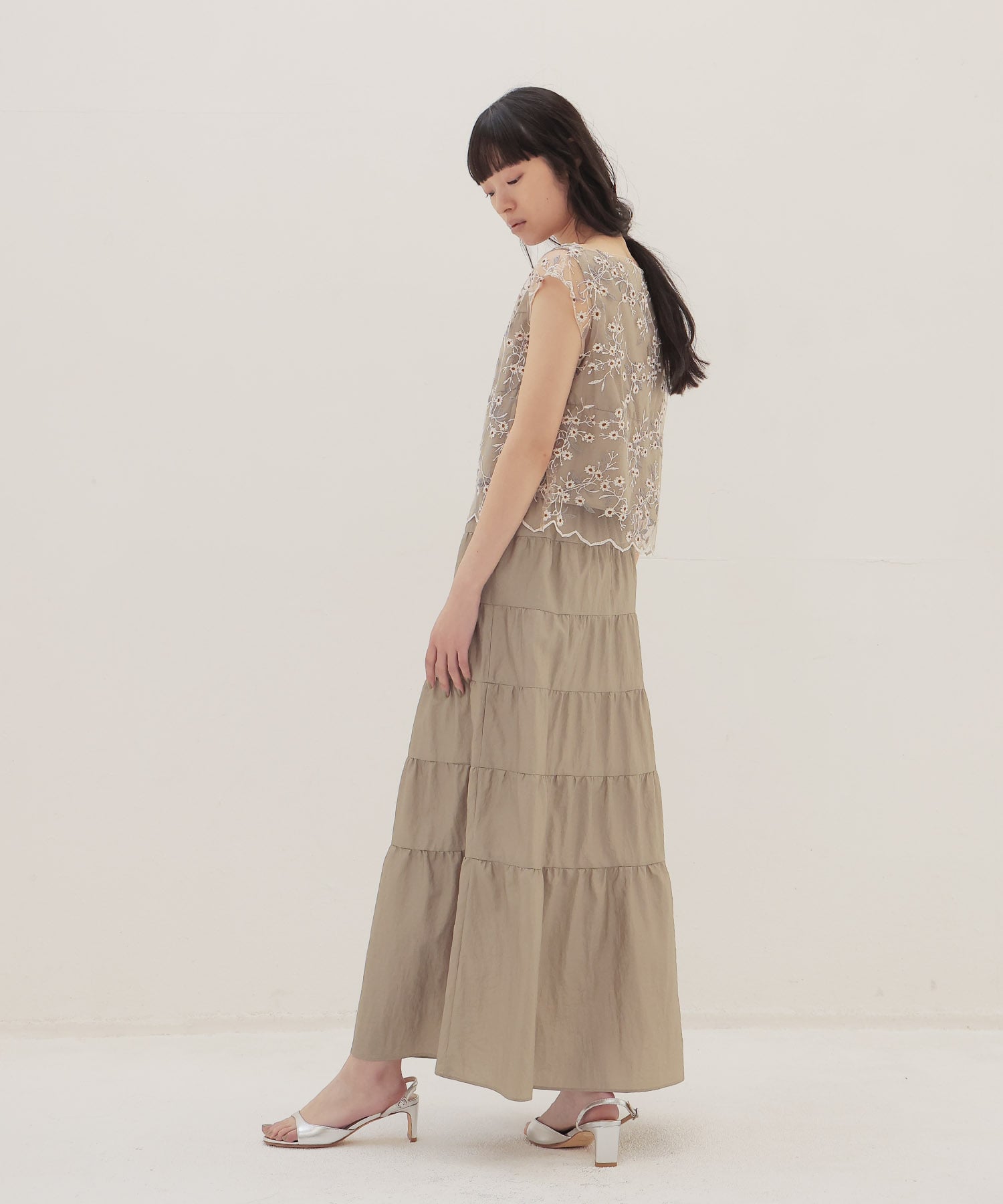 vintage washer x flower tulle twin set