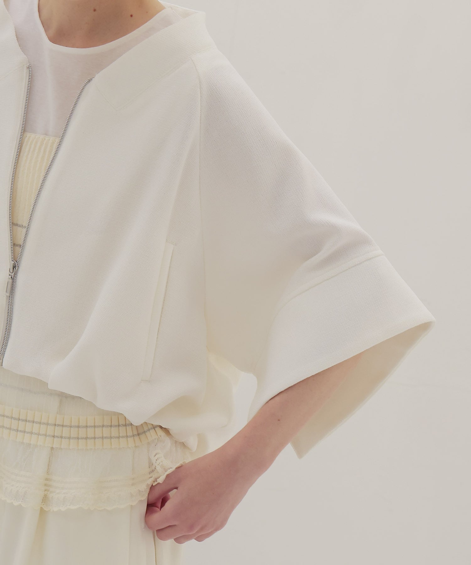 swelling tweed zip blouson