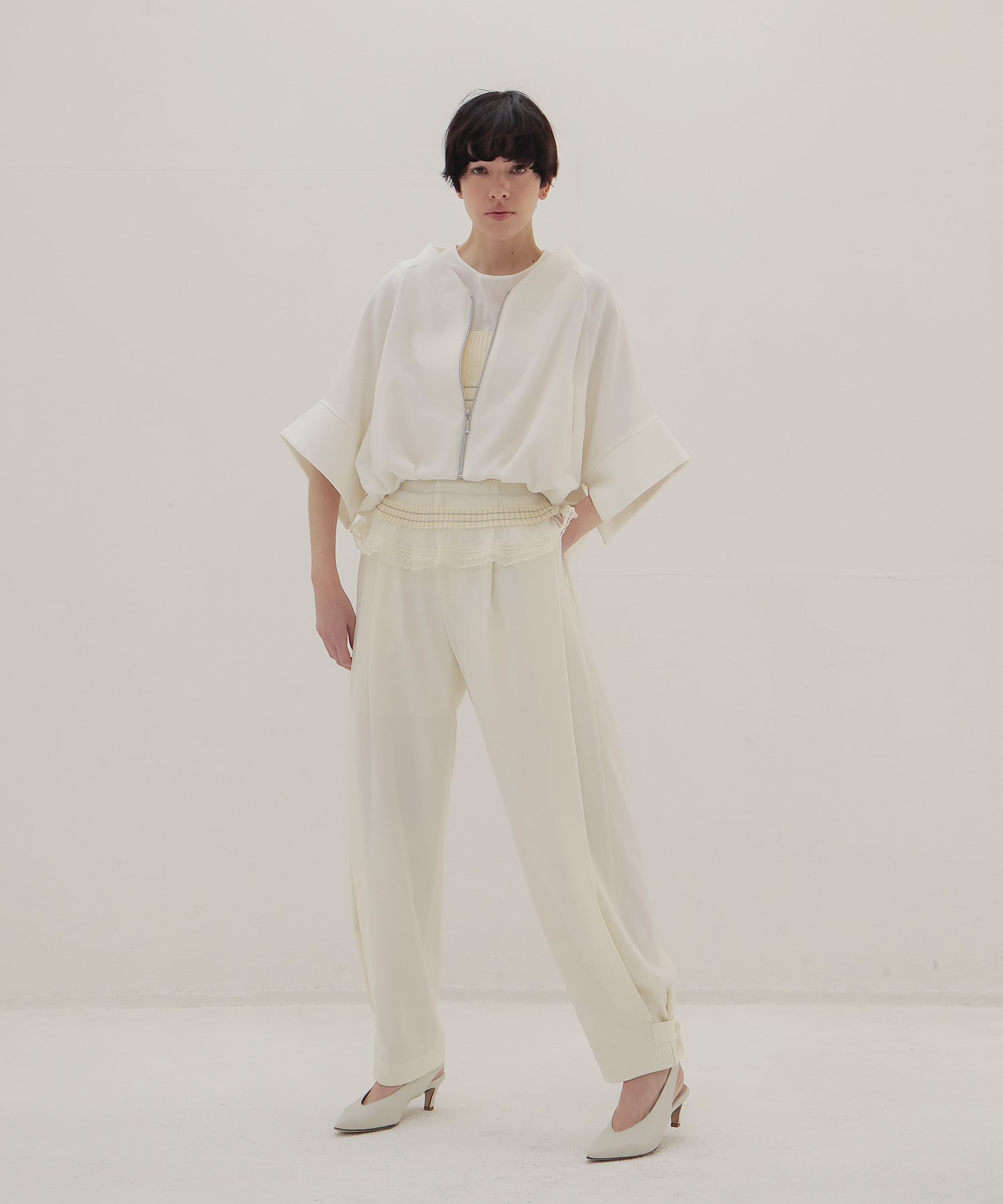 swelling tweed zip blouson