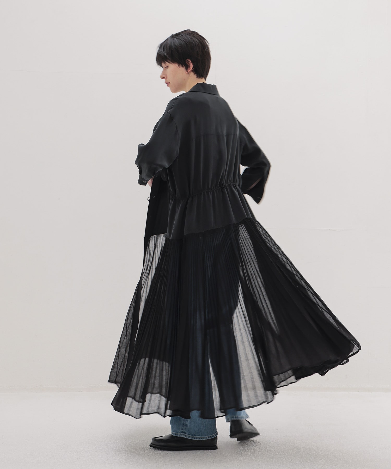 knit combination shirt dress