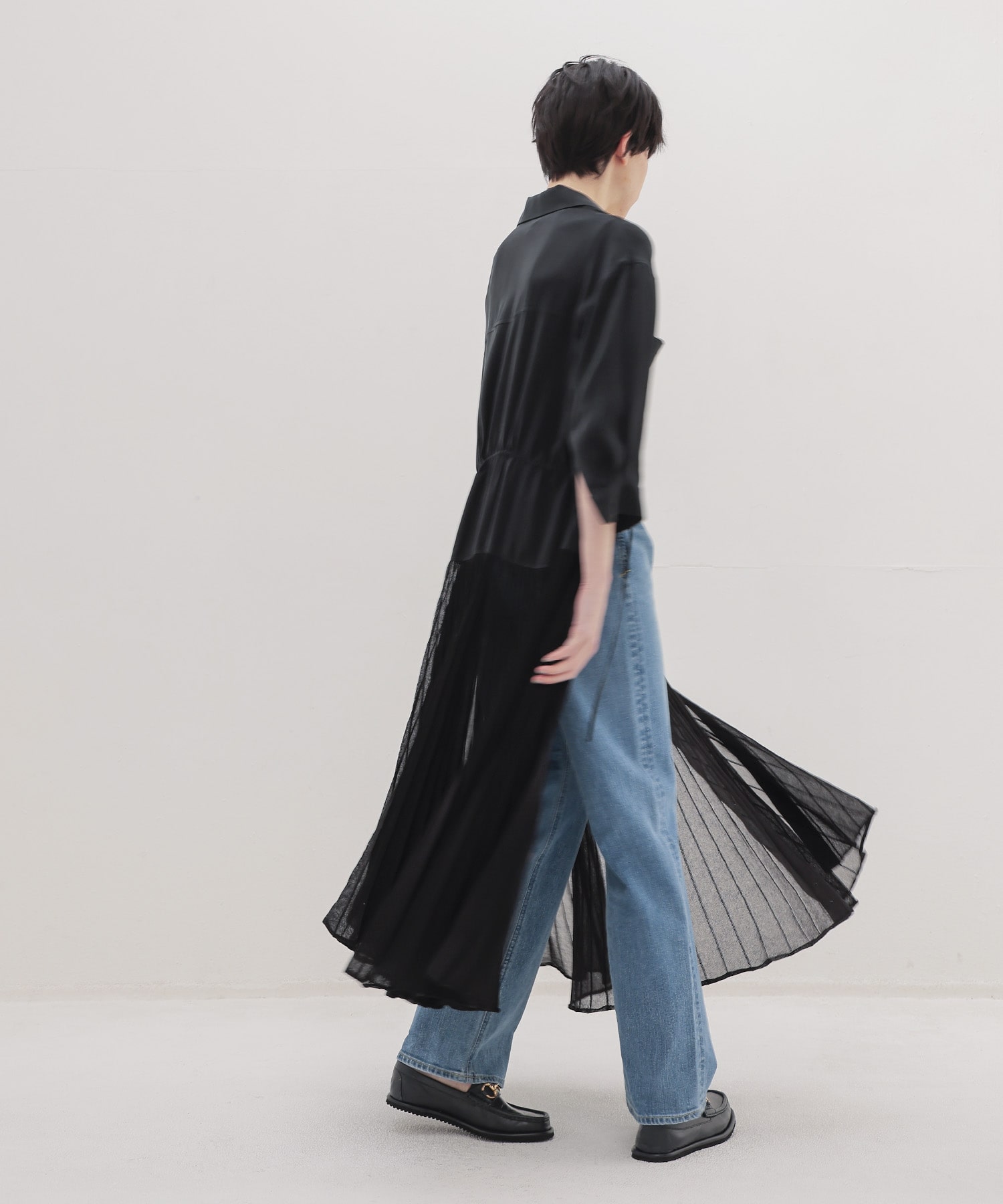 knit combination shirt dress