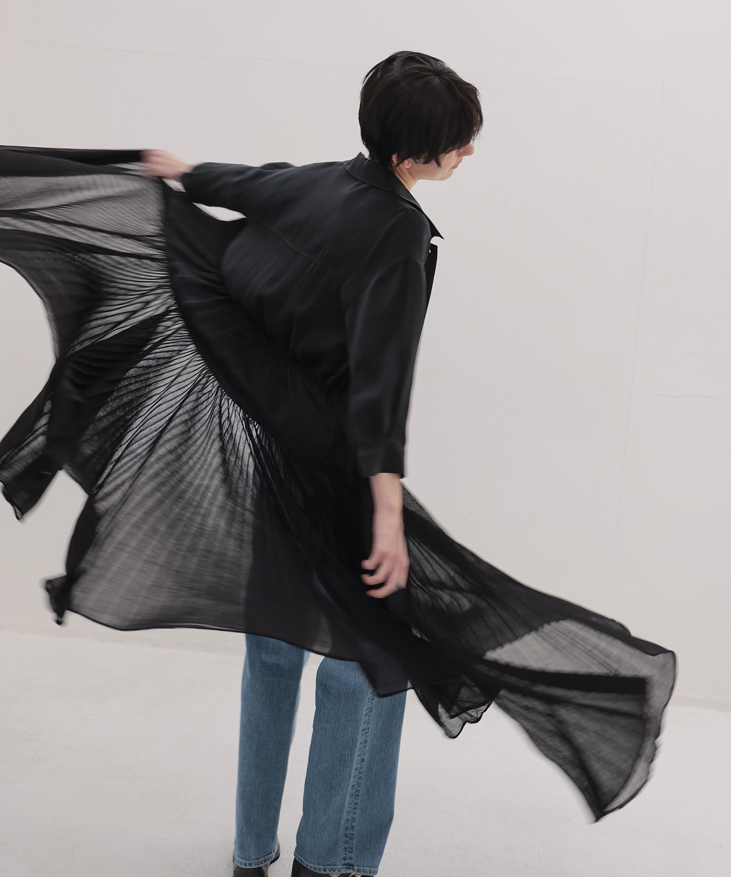 knit combination shirt dress