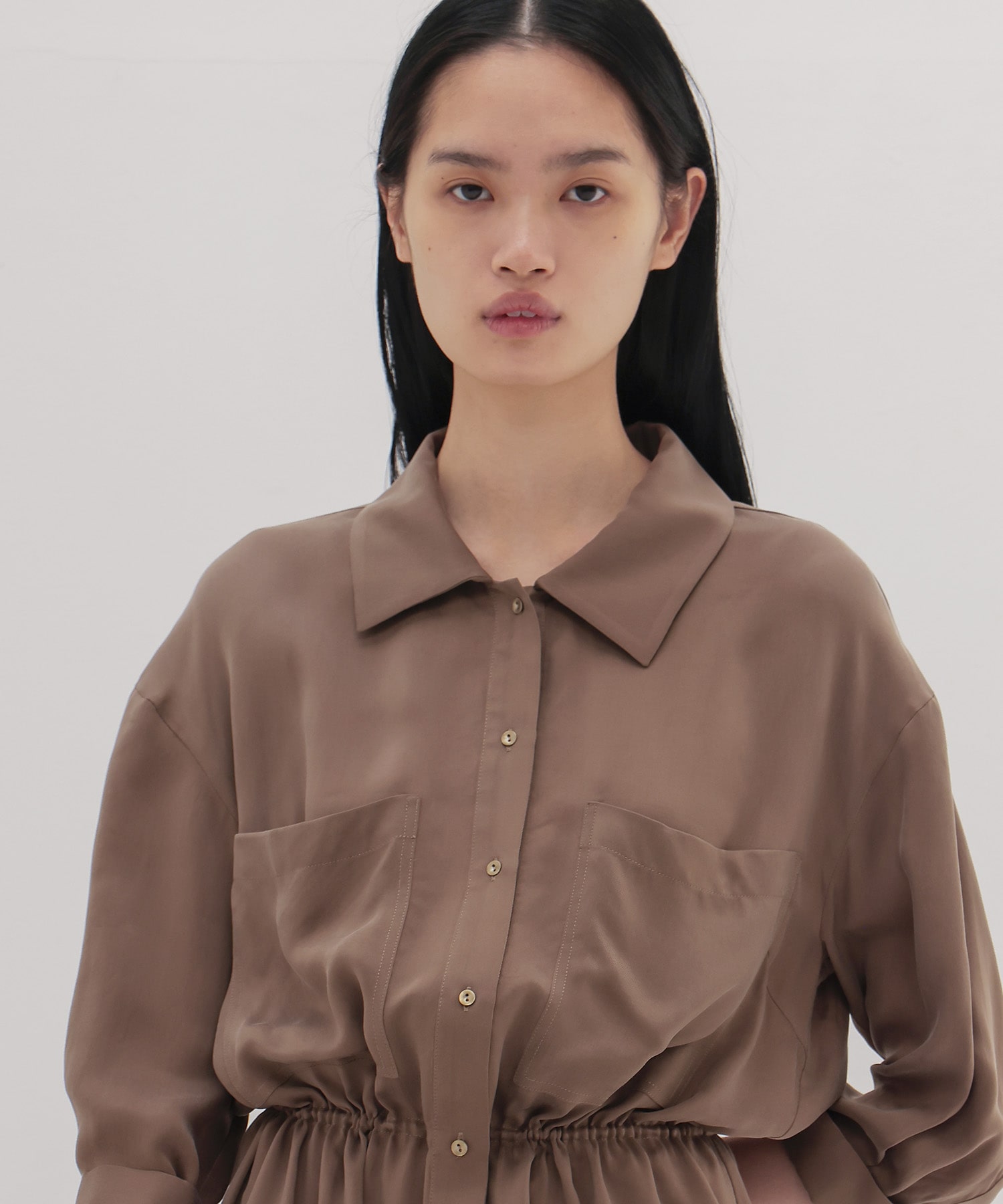 knit combination shirt dress