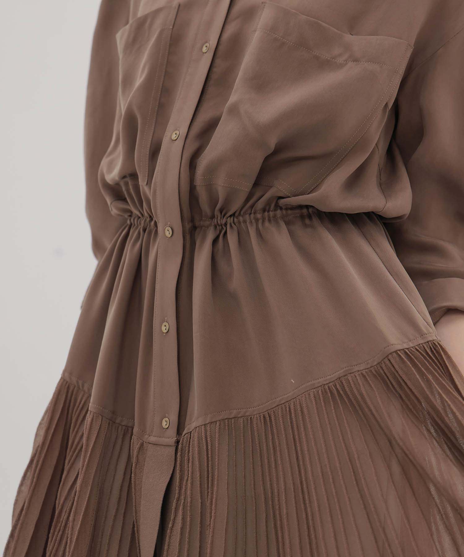 knit combination shirt dress