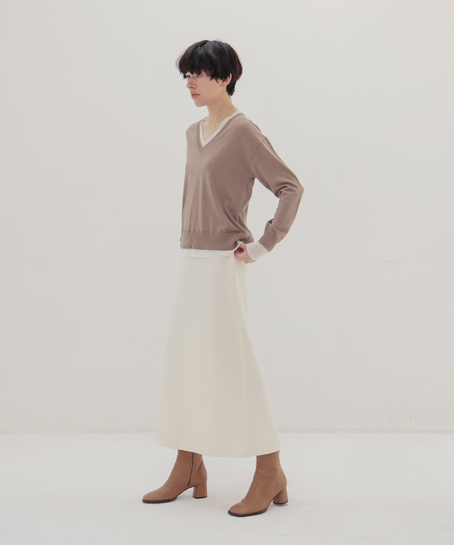 knit georgette fit long skirt