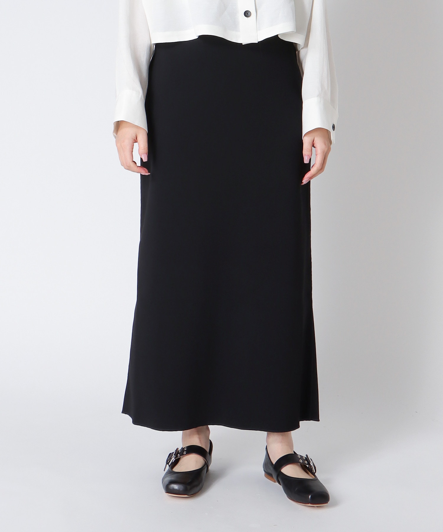 knit georgette fit long skirt