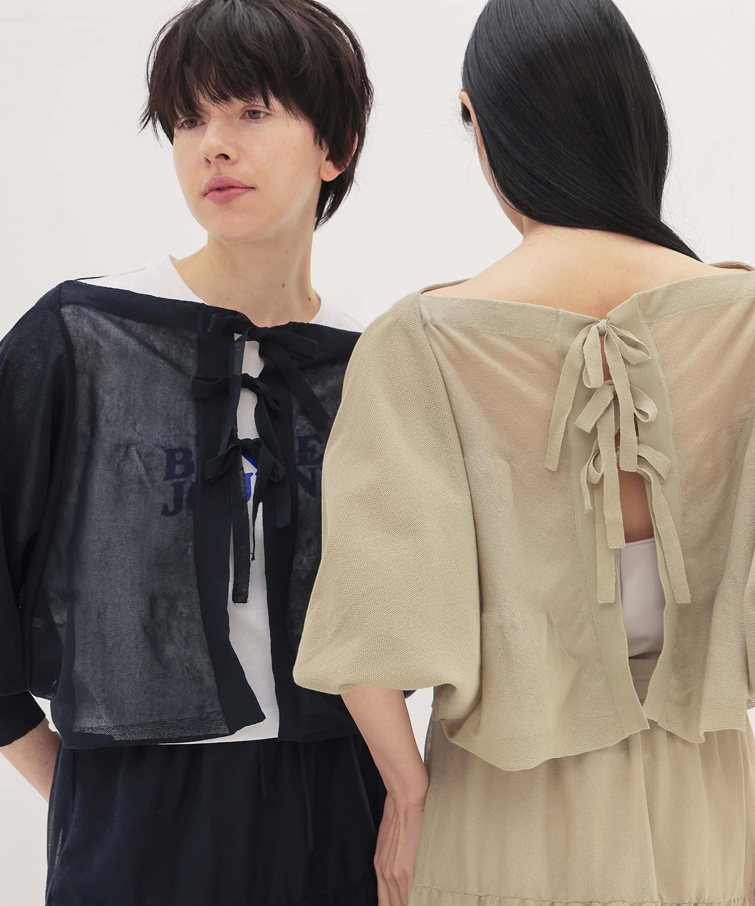 back ribbon 2way cardigan