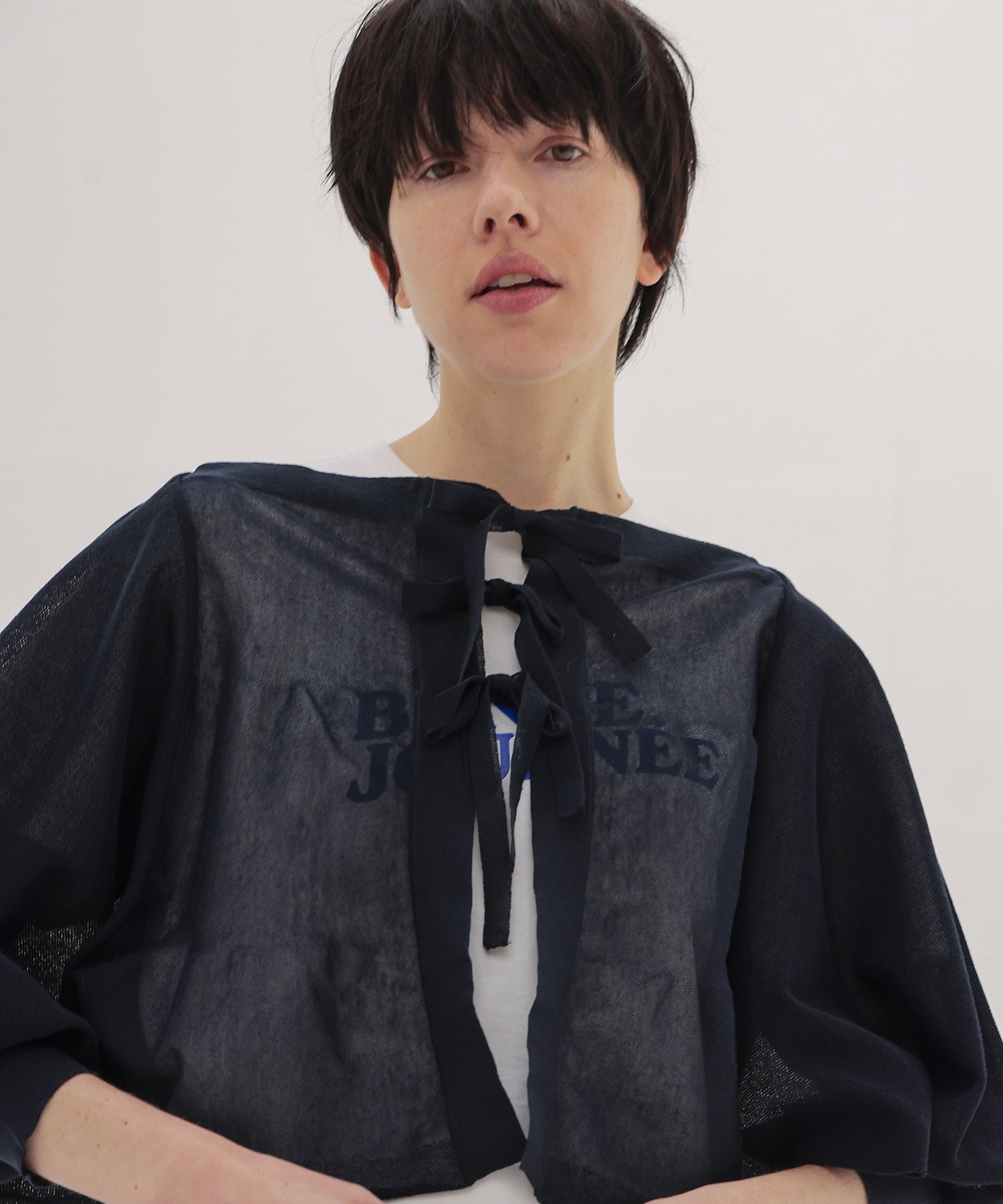 back ribbon 2way cardigan