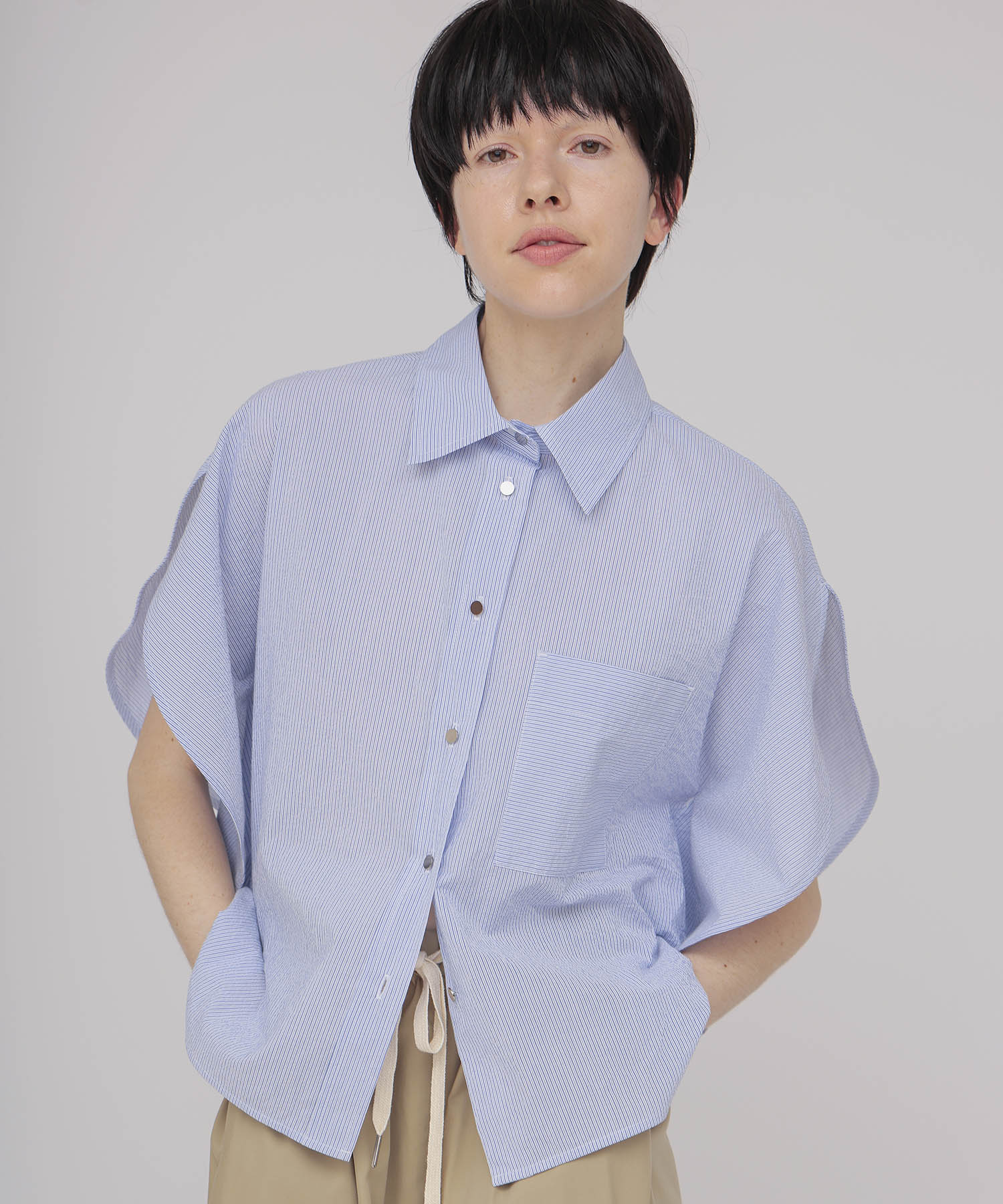 cordlane circle flare sleeve shirt