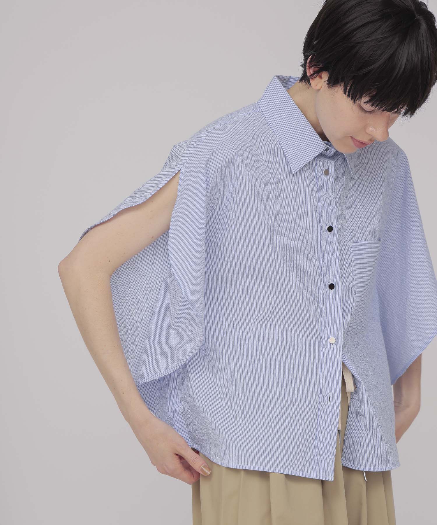 cordlane circle flare sleeve shirt