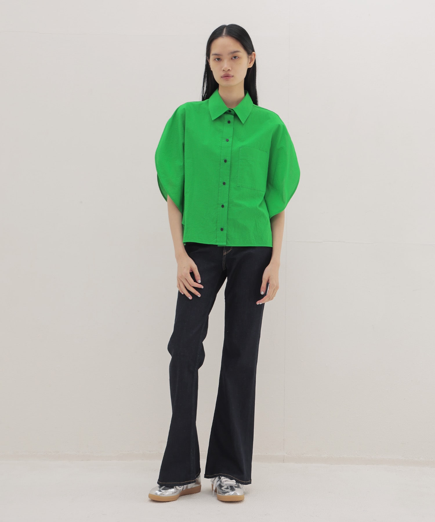 cordlane circle flare sleeve shirt