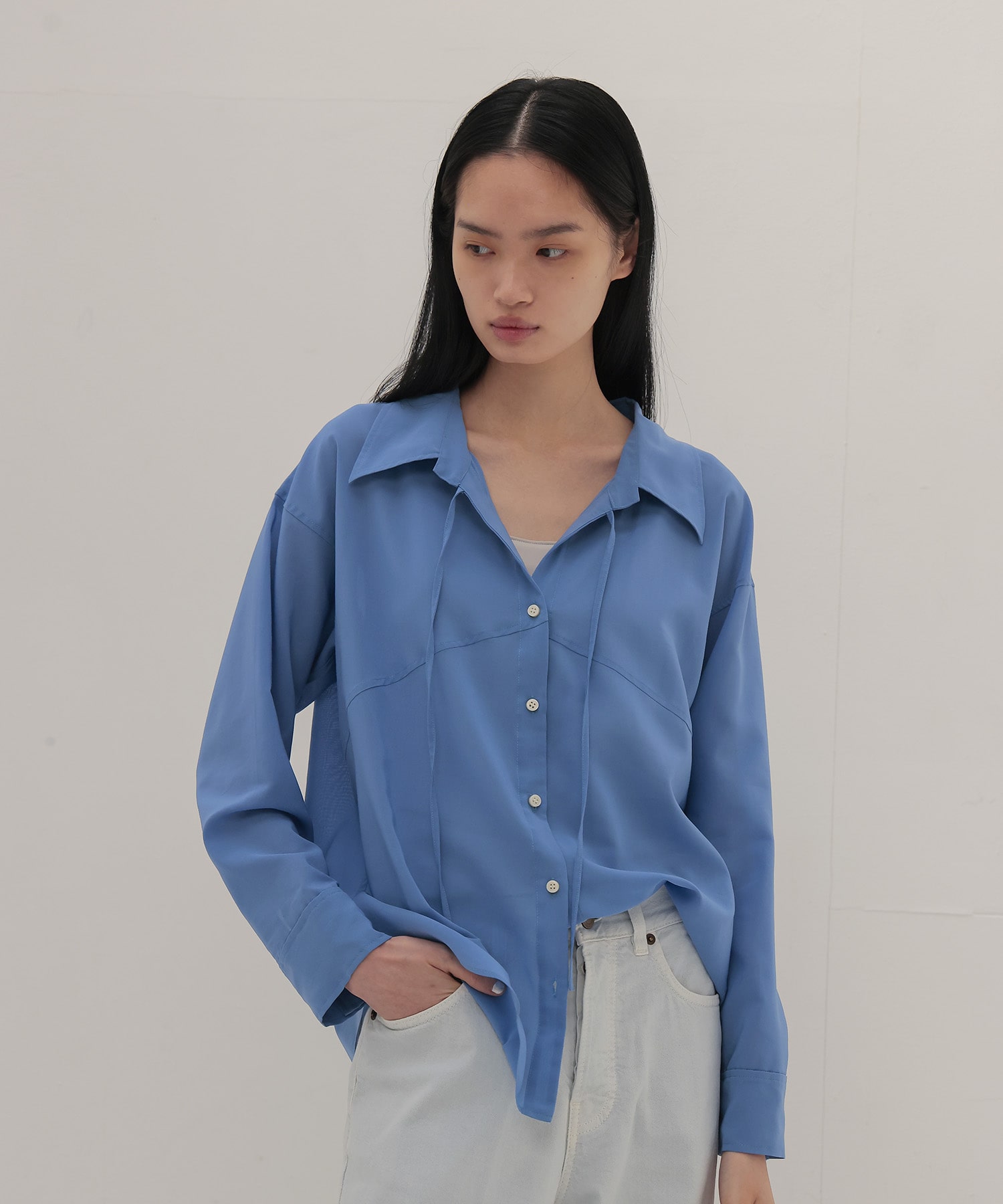 〔お家で試着〕sheer gas voile shirt