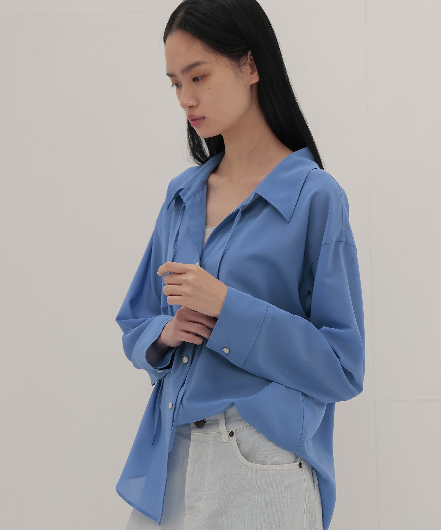 〔お家で試着〕sheer gas voile shirt