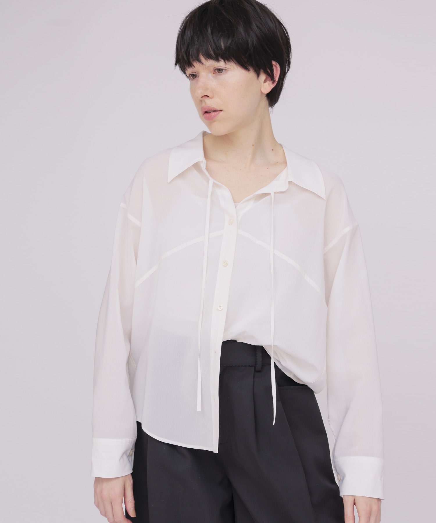 sheer gas voile shirt