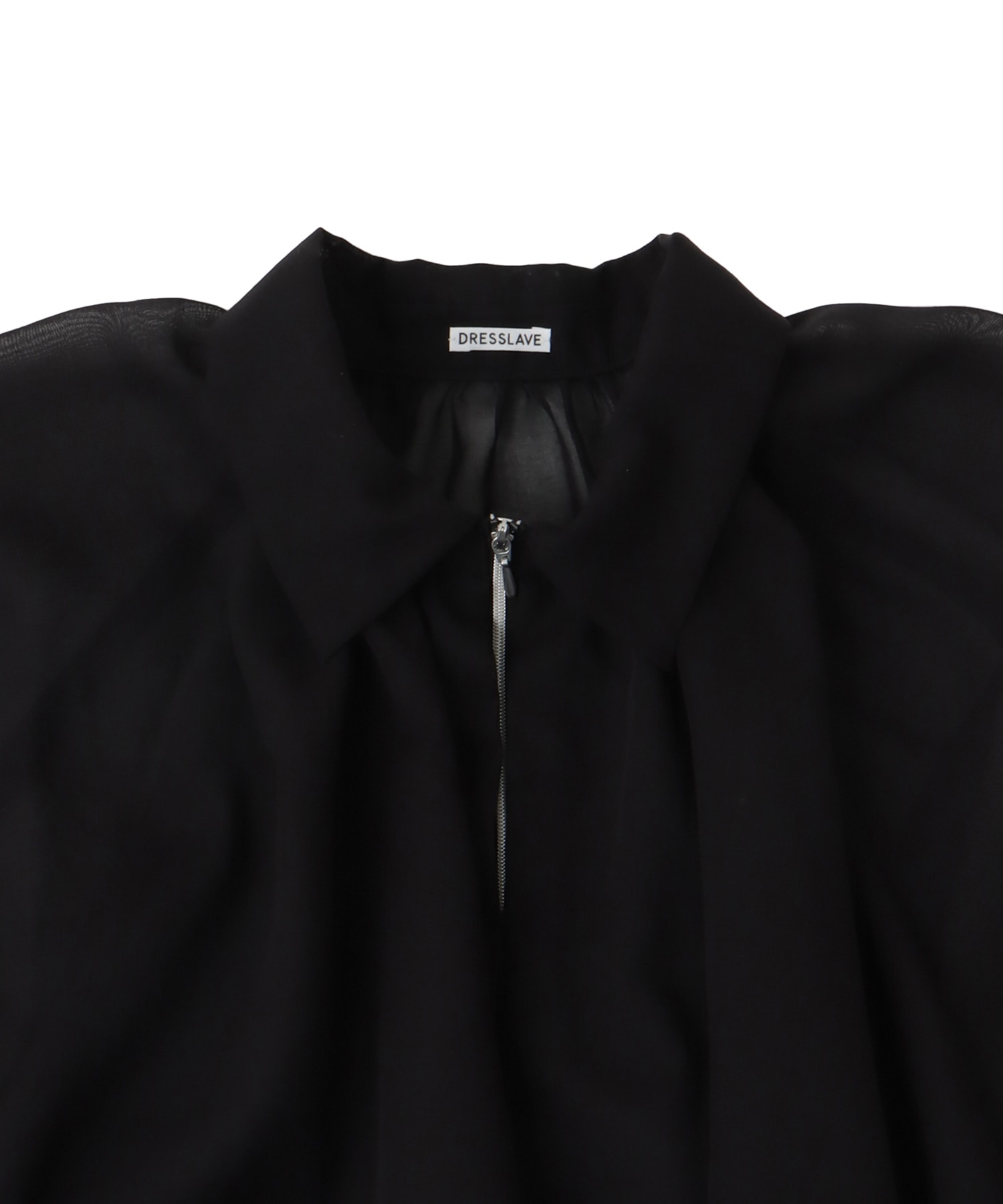 sheer balloon sleeveless zip blouse