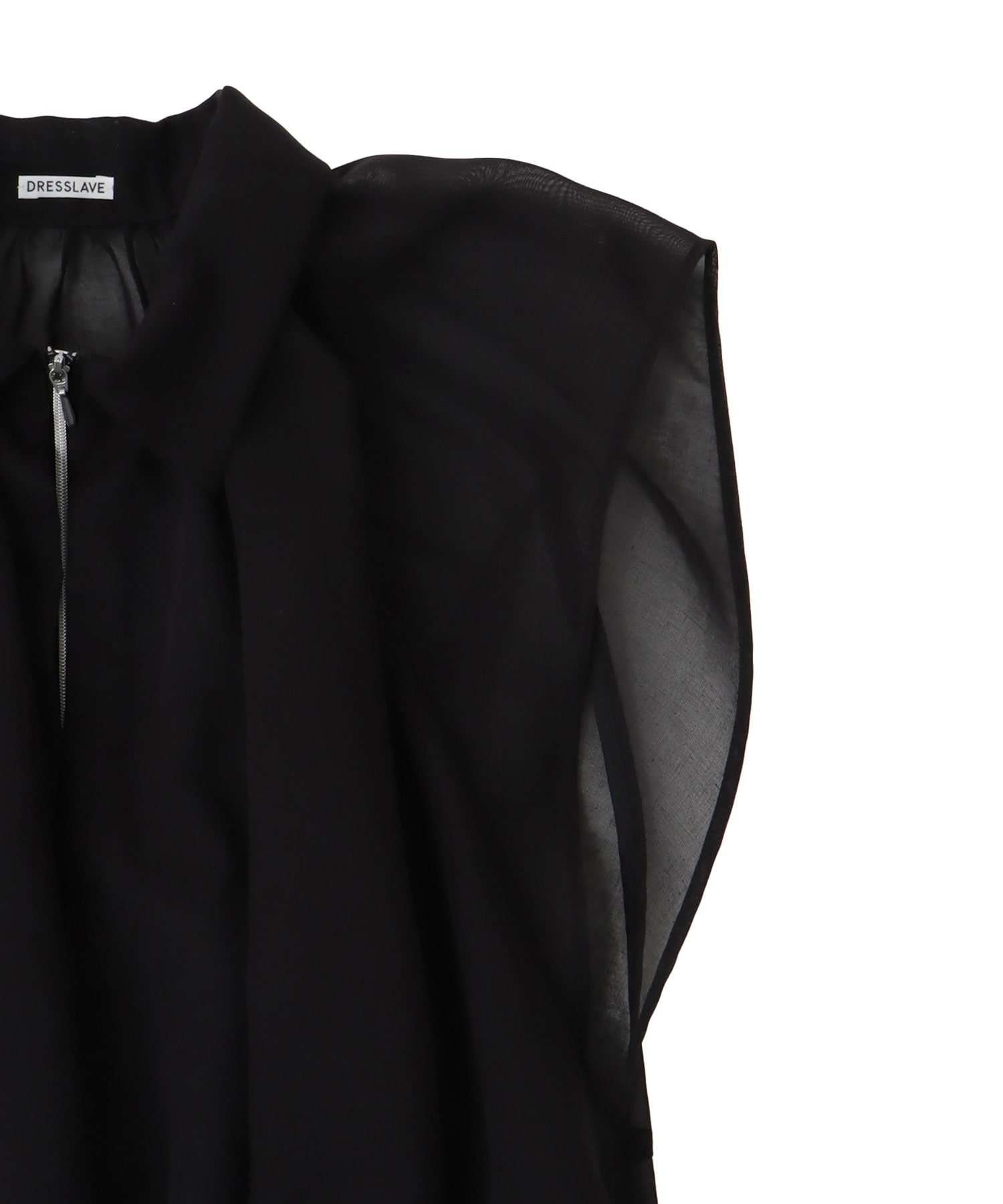 sheer balloon sleeveless zip blouse