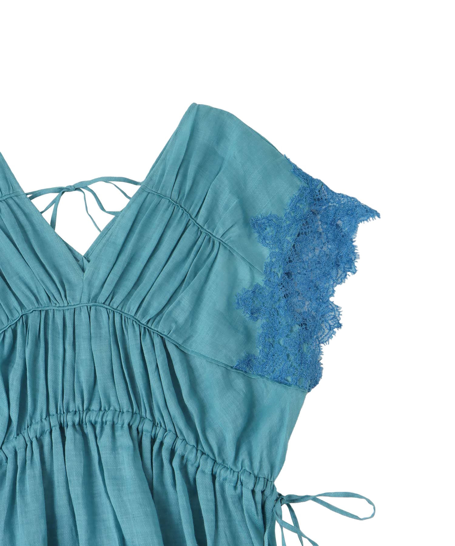 lace sleeves sheer linen dress