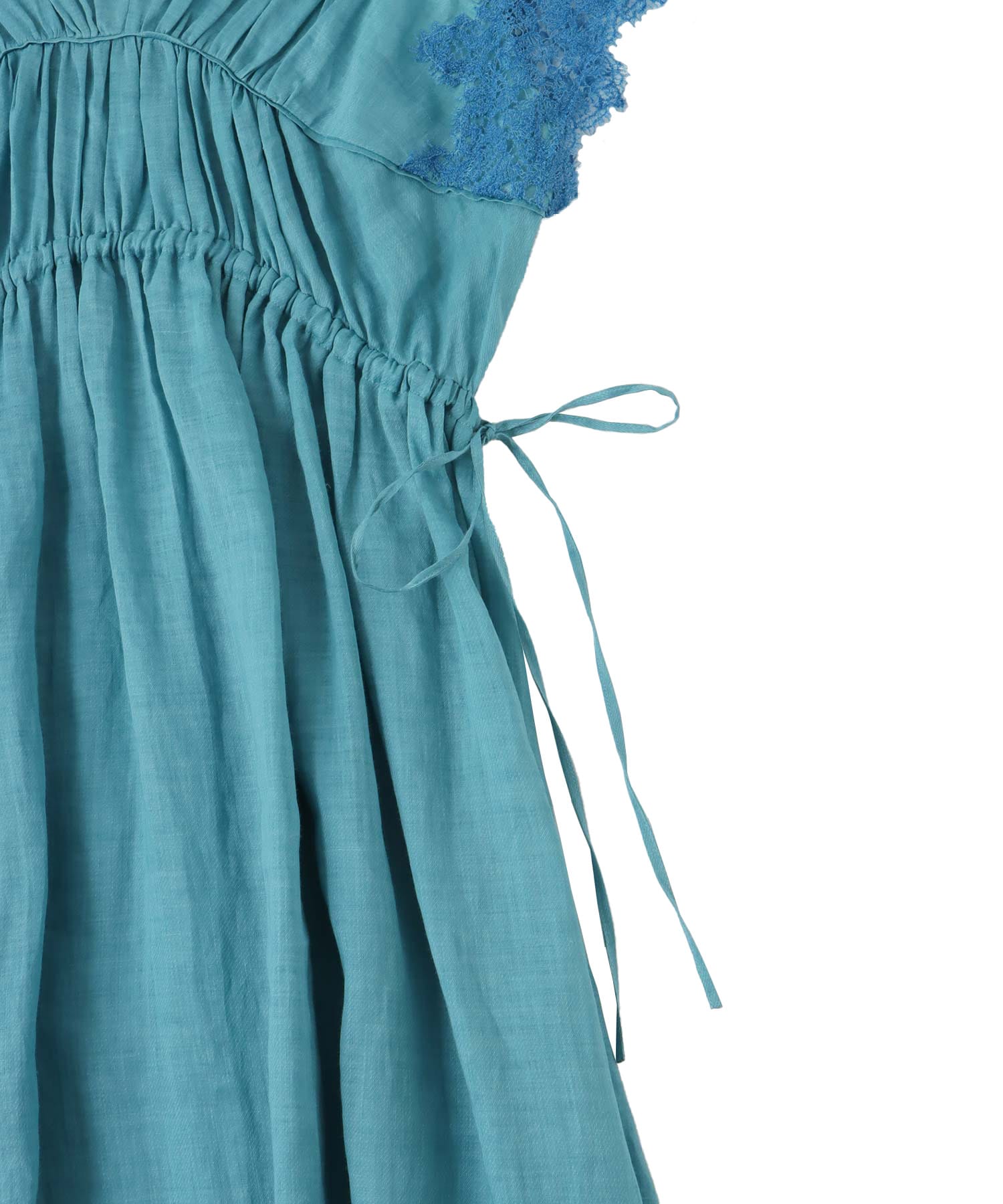 lace sleeves sheer linen dress