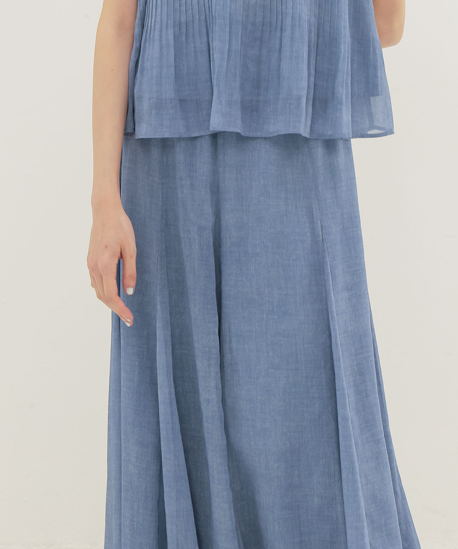sheer print panel flare skirt