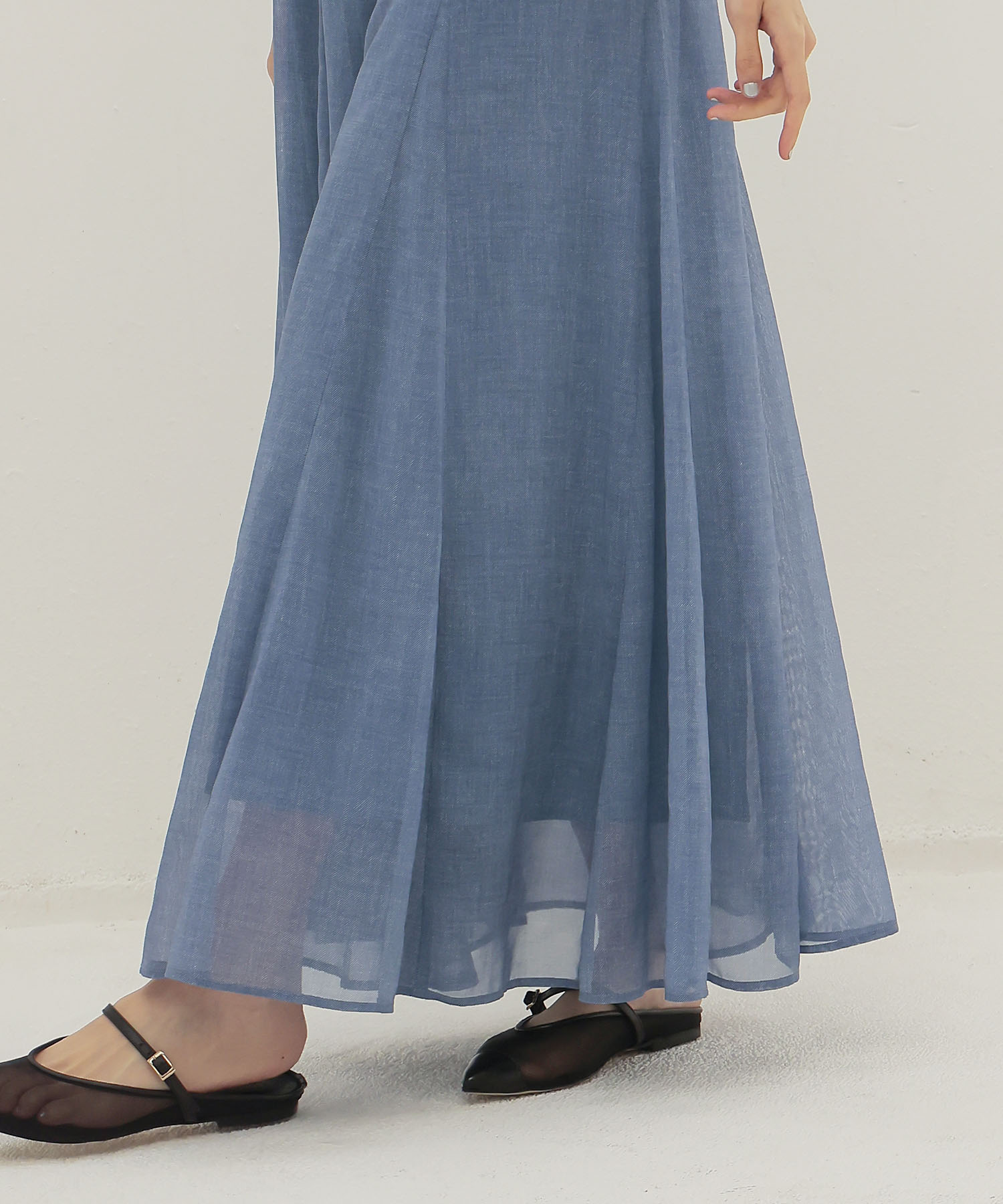 sheer print panel flare skirt