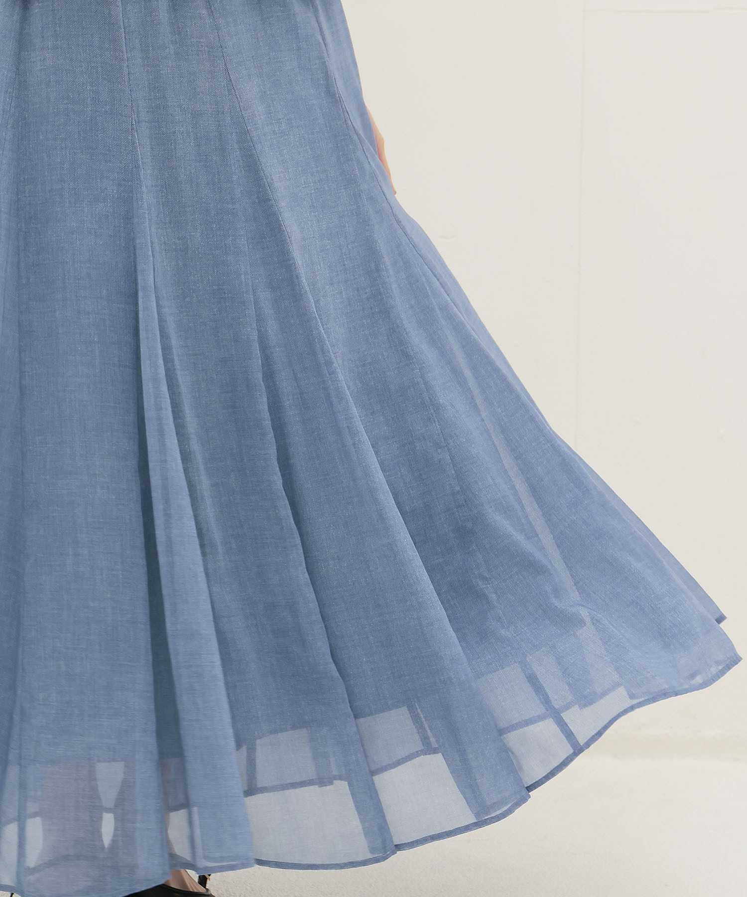 sheer print panel flare skirt