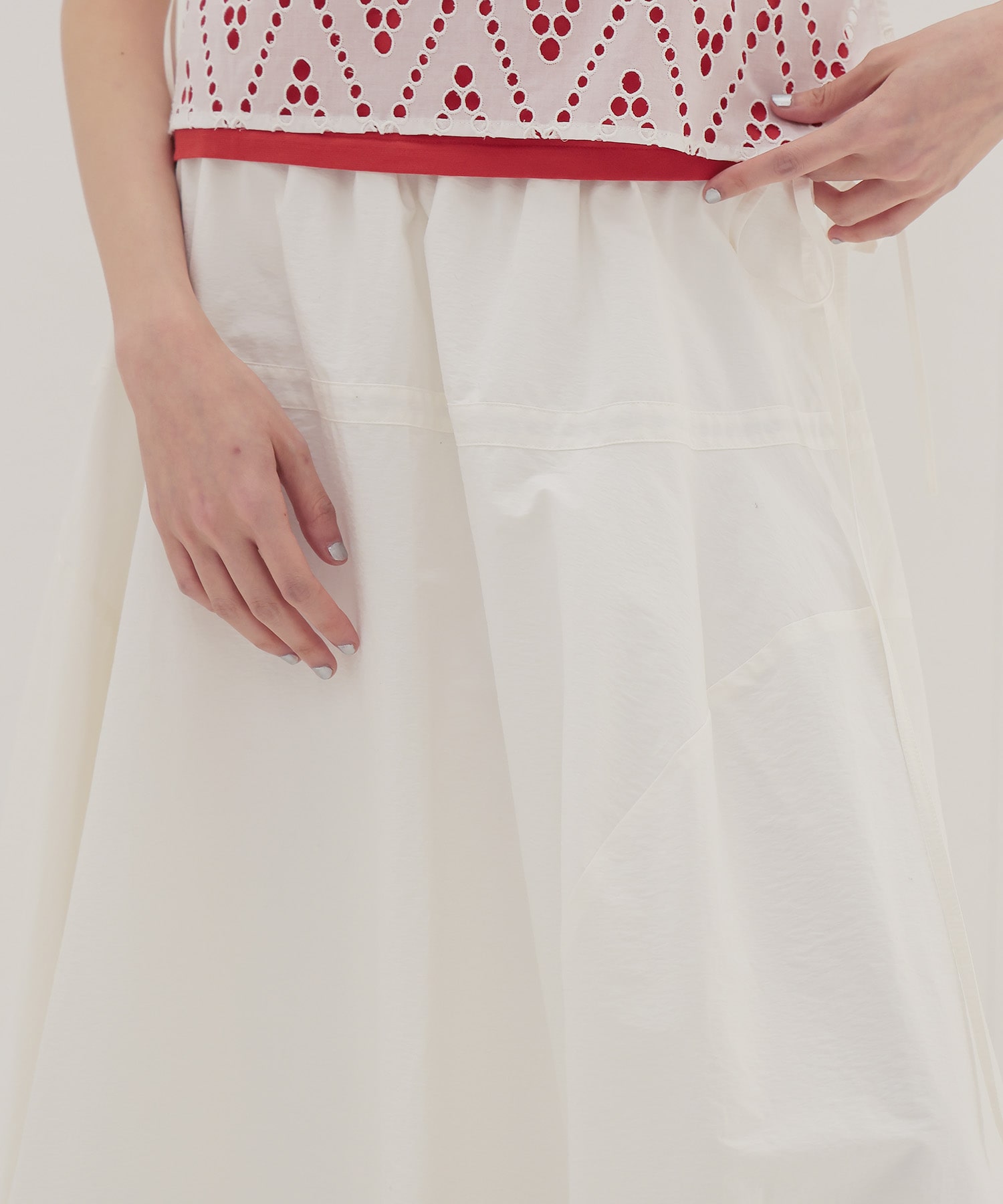 irregular curve line gather long skirt