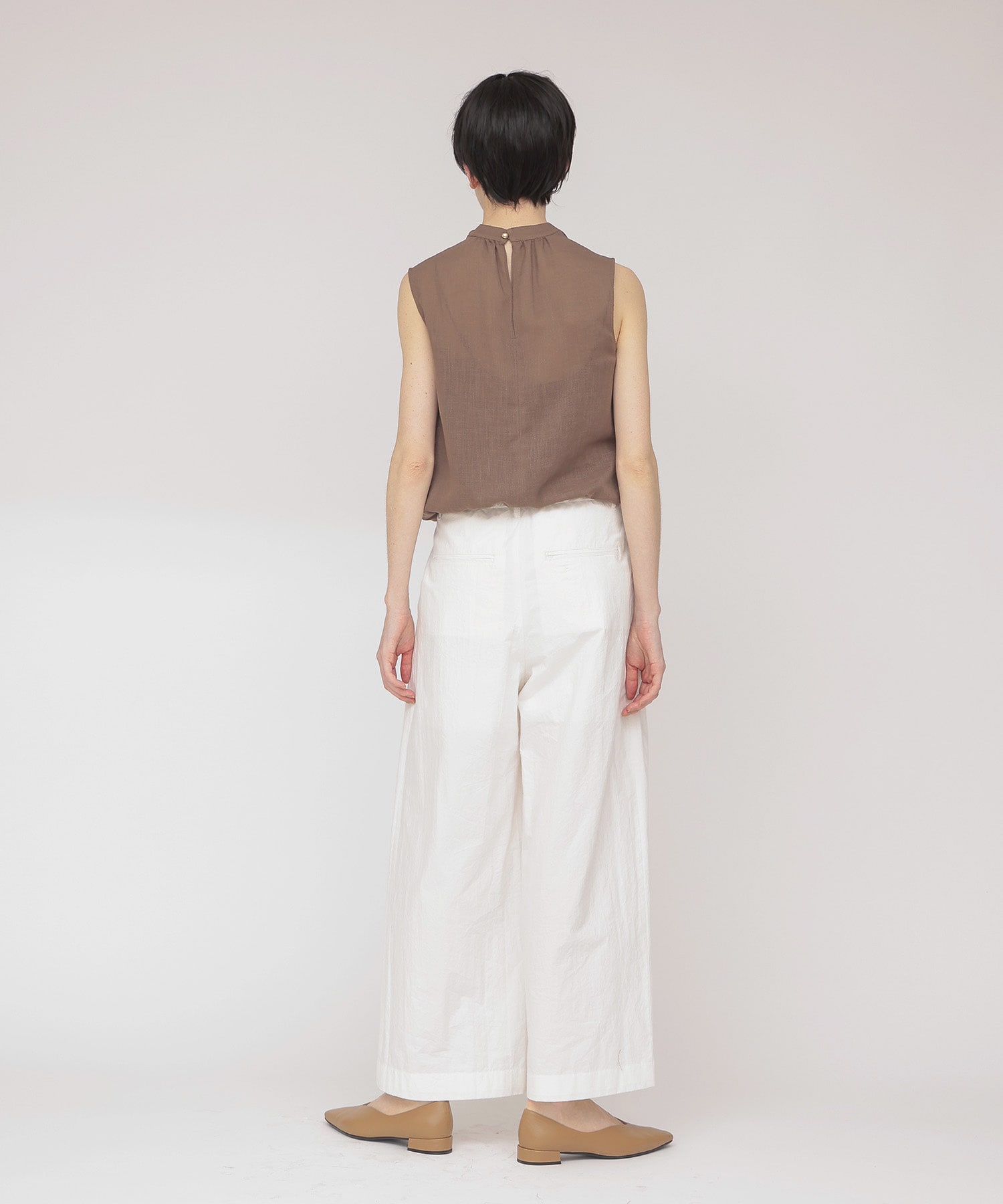 mesh drape collar blouse