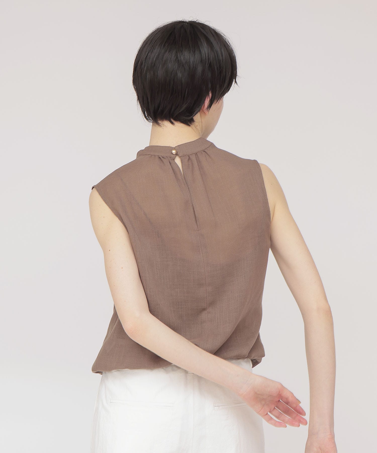 mesh drape collar blouse