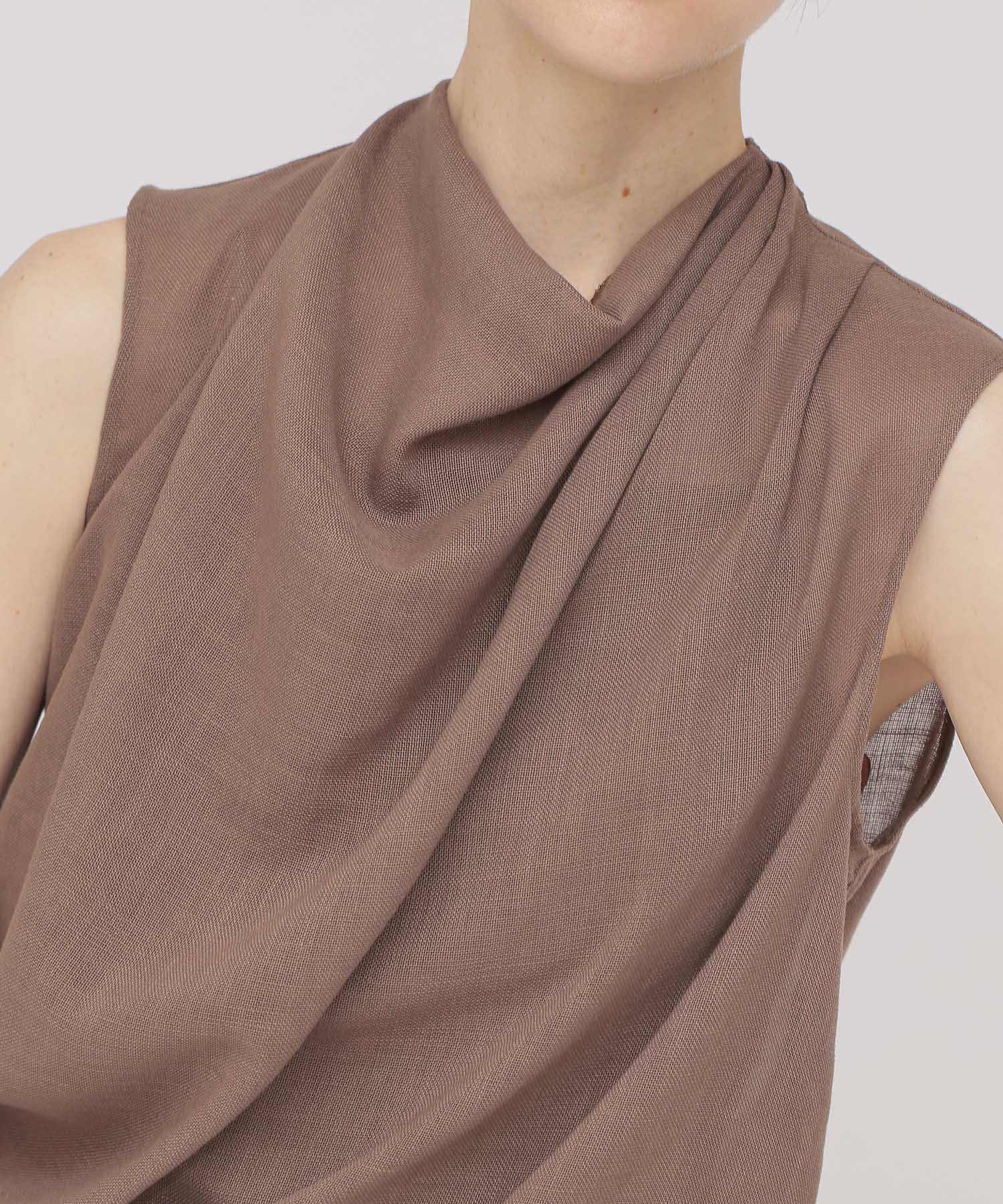 mesh drape collar blouse