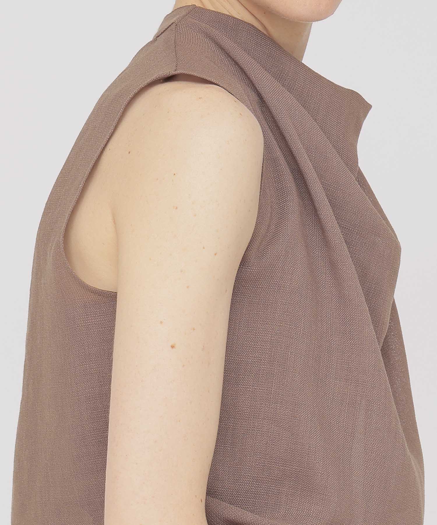 mesh drape collar blouse