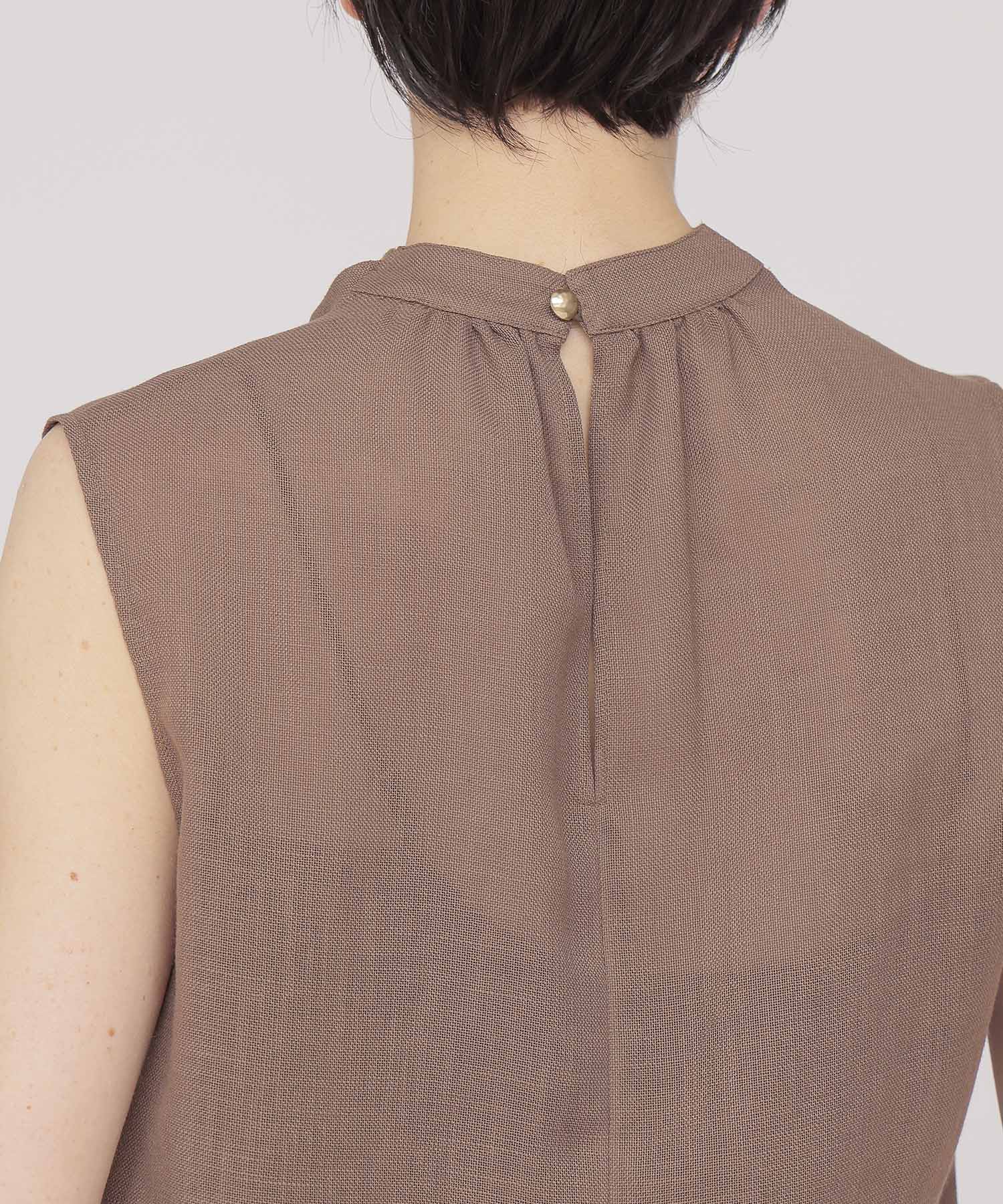 mesh drape collar blouse
