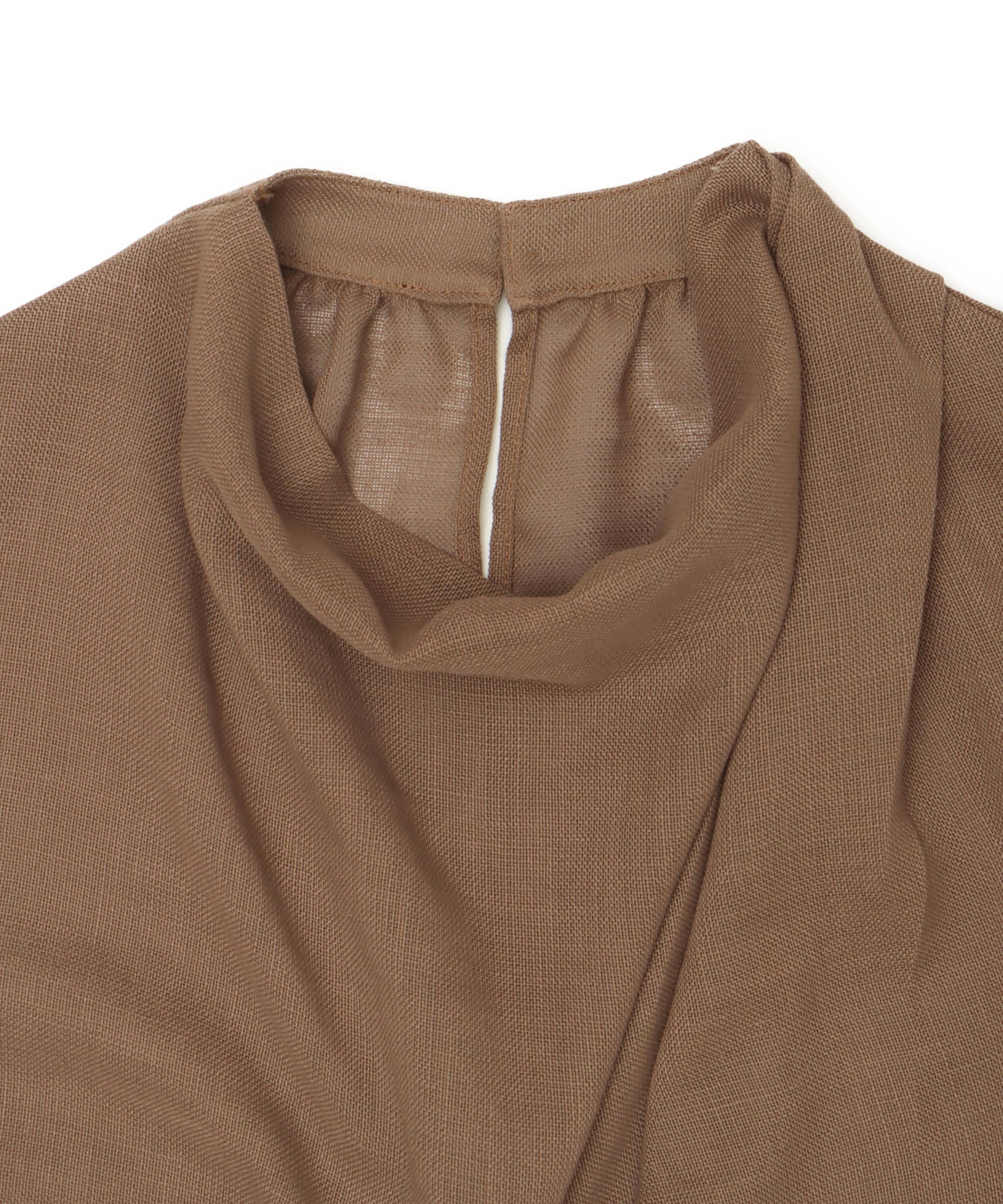 mesh drape collar blouse
