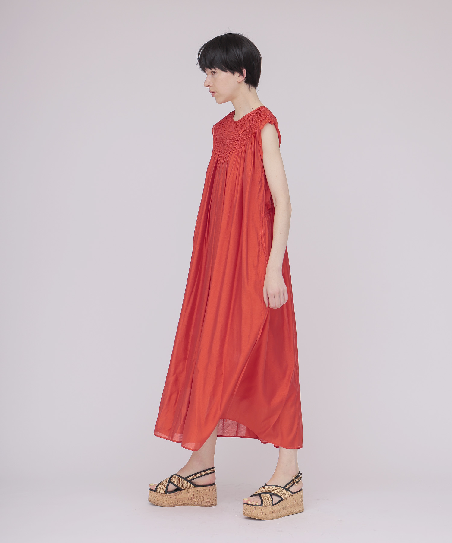 〔お家で試着〕indian embroidery voile dress